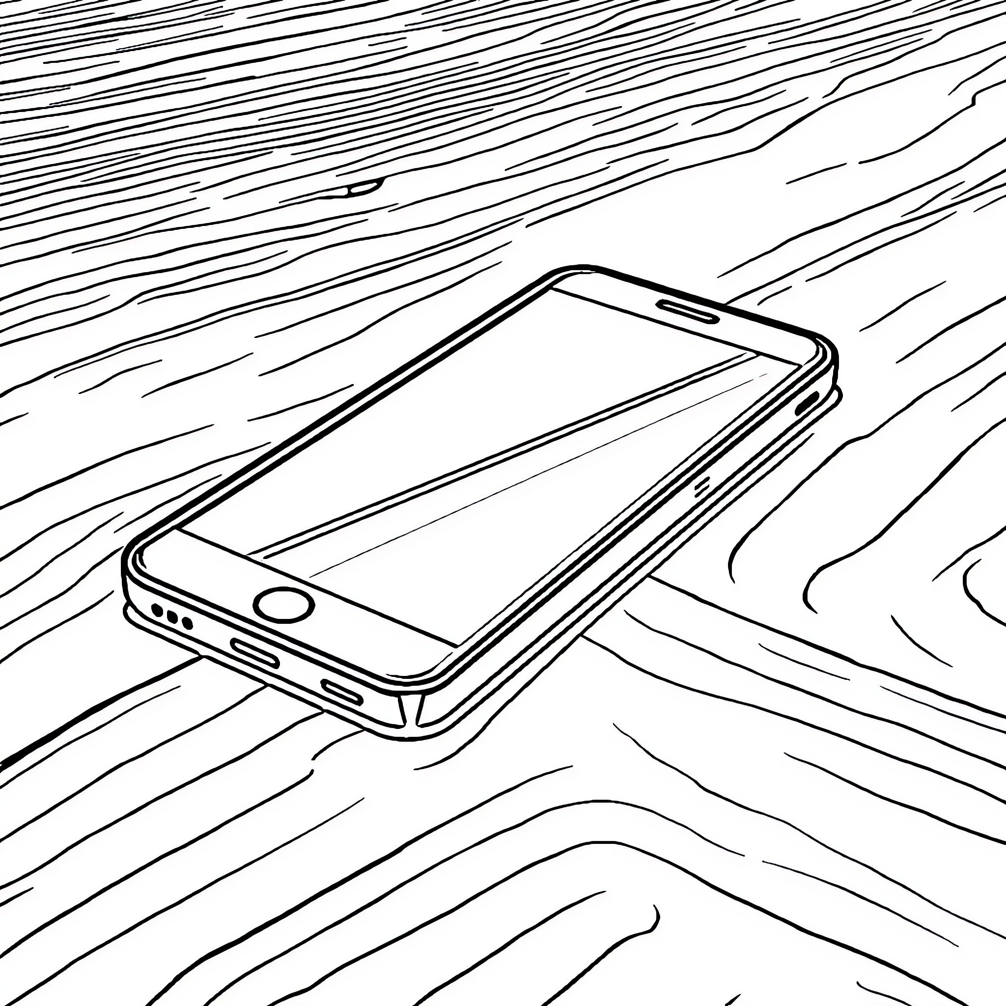 Car smartphone on abstract wooden background Coloring Page (free black-and-white line drawing printable PDF for all, from beginners to advanced learners, including children, teens, adults, and seniors)