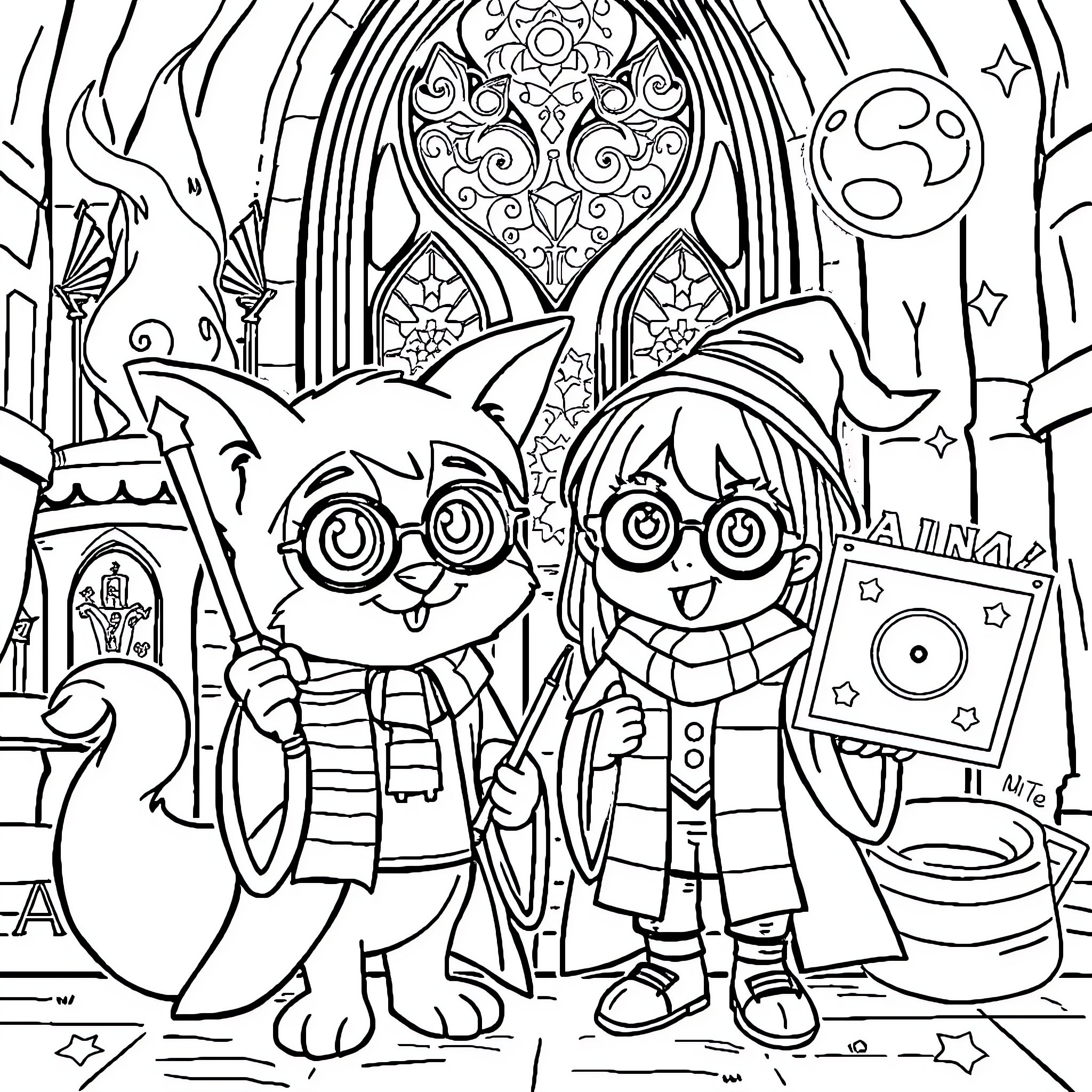 Bluey's Magical Adventure in the Enchanted Realm Coloring Page (free black-and-white line drawing printable PDF for all, from beginners to advanced learners, including children, teens, adults, and seniors)
