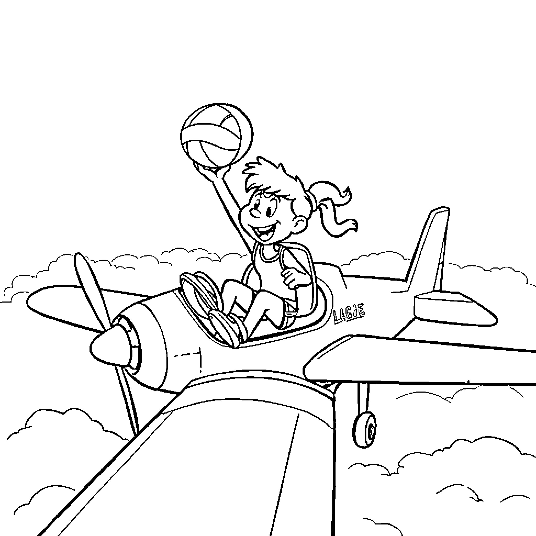 Lagrande's Joyful Aerial Adventure Coloring Page (free black-and-white line drawing printable PDF for all, from beginners to advanced learners, including children, teens, adults, and seniors)