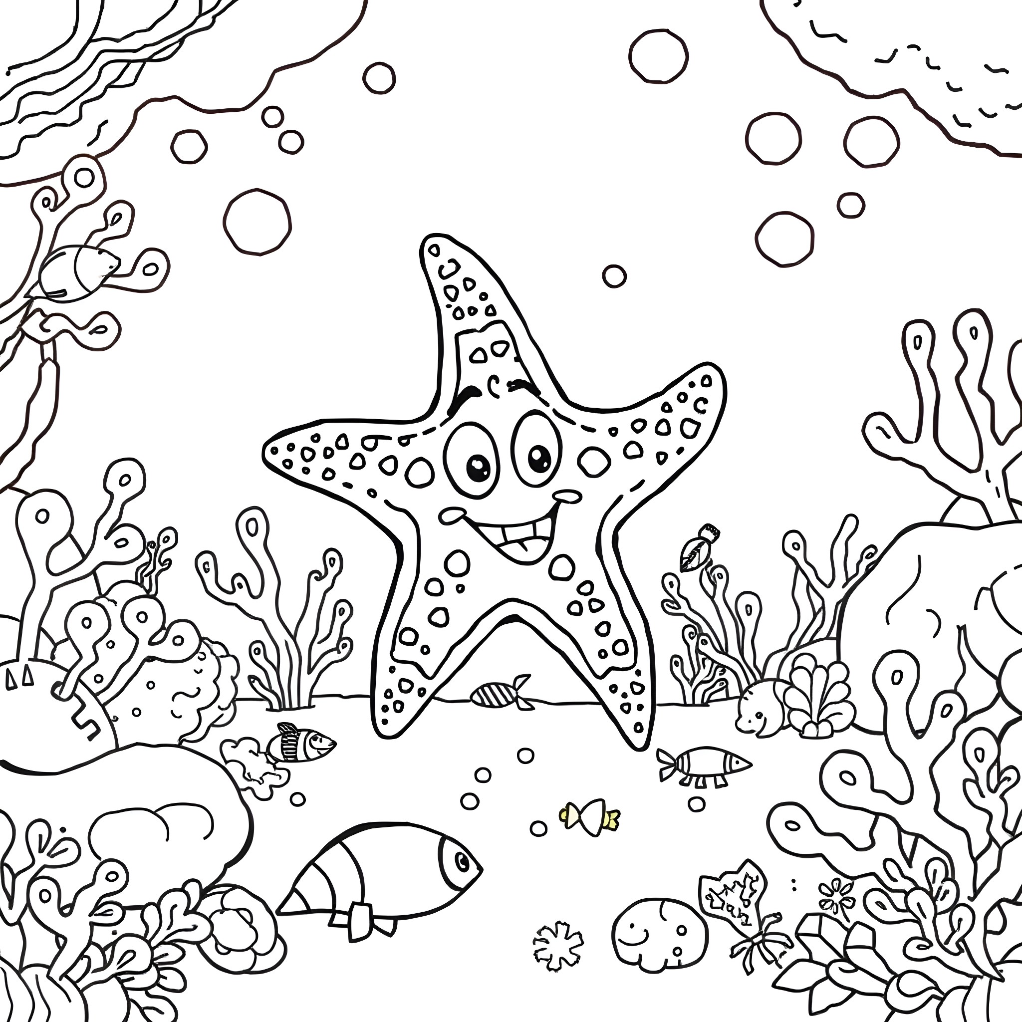 Brawl Stars: Underwater Adventure Coloring Page (free black-and-white line drawing printable PDF for all, from beginners to advanced learners, including children, teens, adults, and seniors)