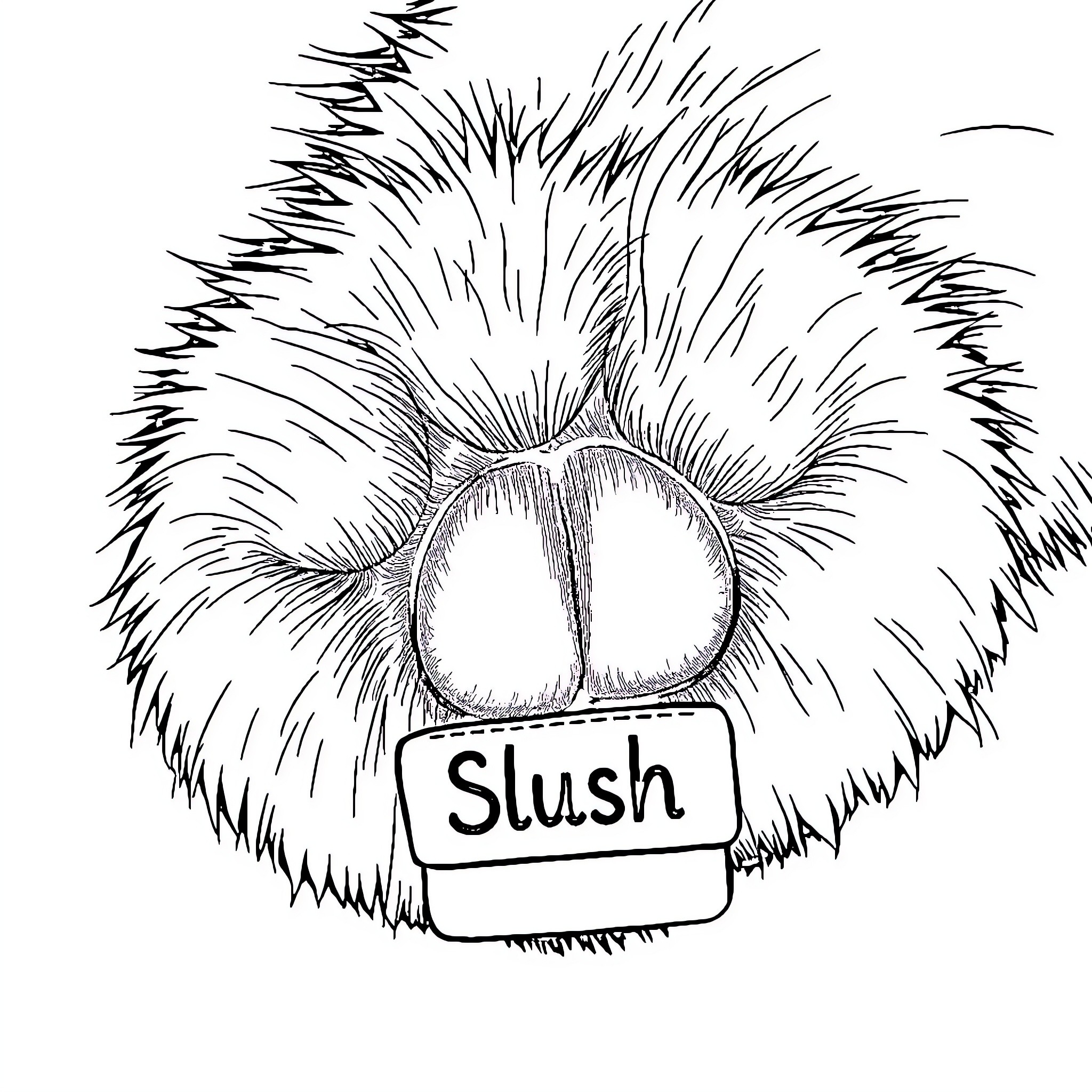 Cat with Slush sign and prickly fur Coloring Page (free black-and-white line drawing printable PDF for all, from beginners to advanced learners, including children, teens, adults, and seniors)