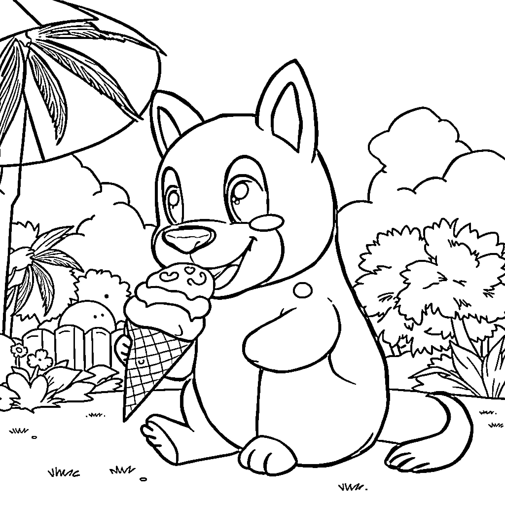 Labubu's Picnic Adventure in the Forest Coloring Page (free black-and-white line drawing printable PDF for all, from beginners to advanced learners, including children, teens, adults, and seniors)