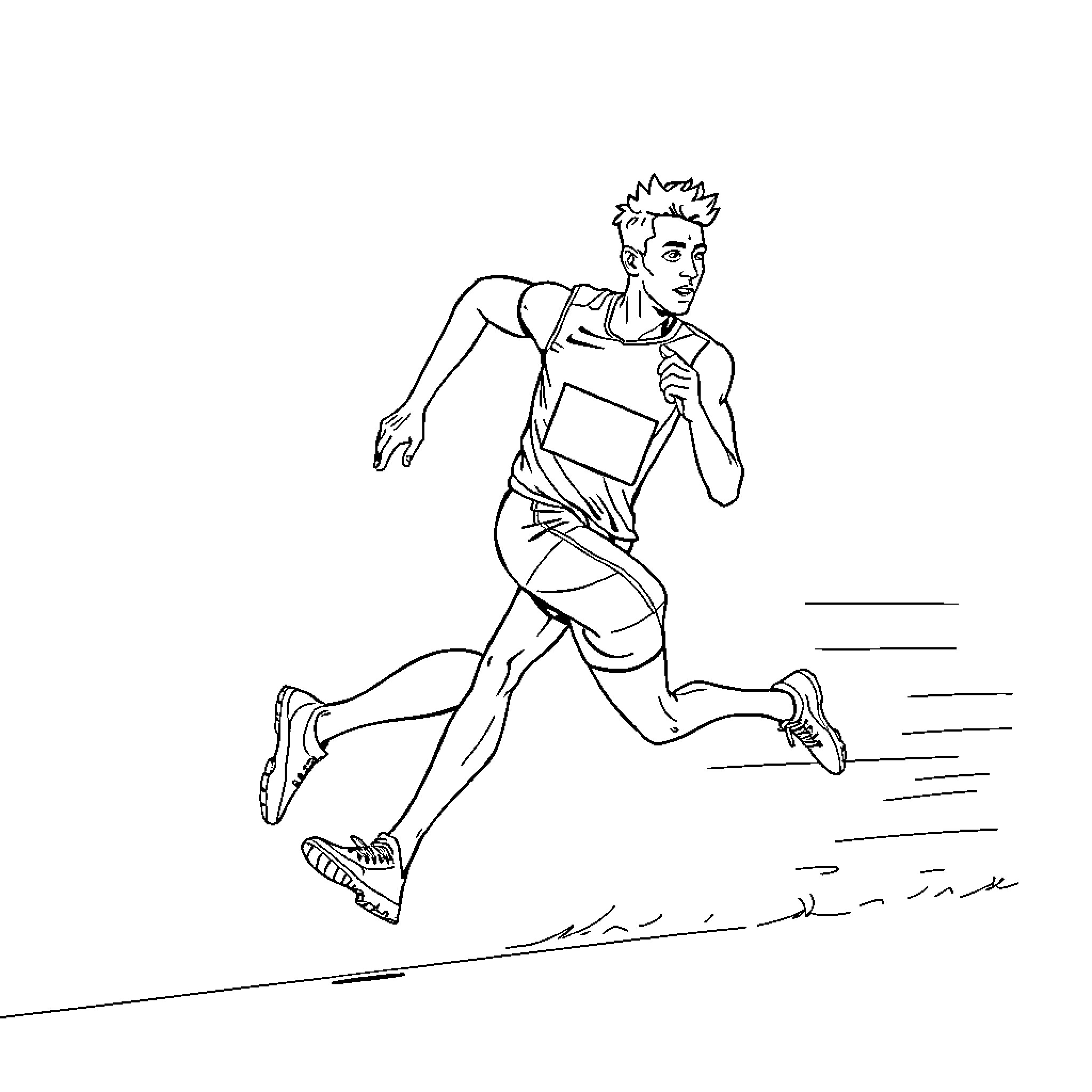 Lamine Yamal running with determination Coloring Page (free black-and-white line drawing printable PDF for all, from beginners to advanced learners, including children, teens, adults, and seniors)