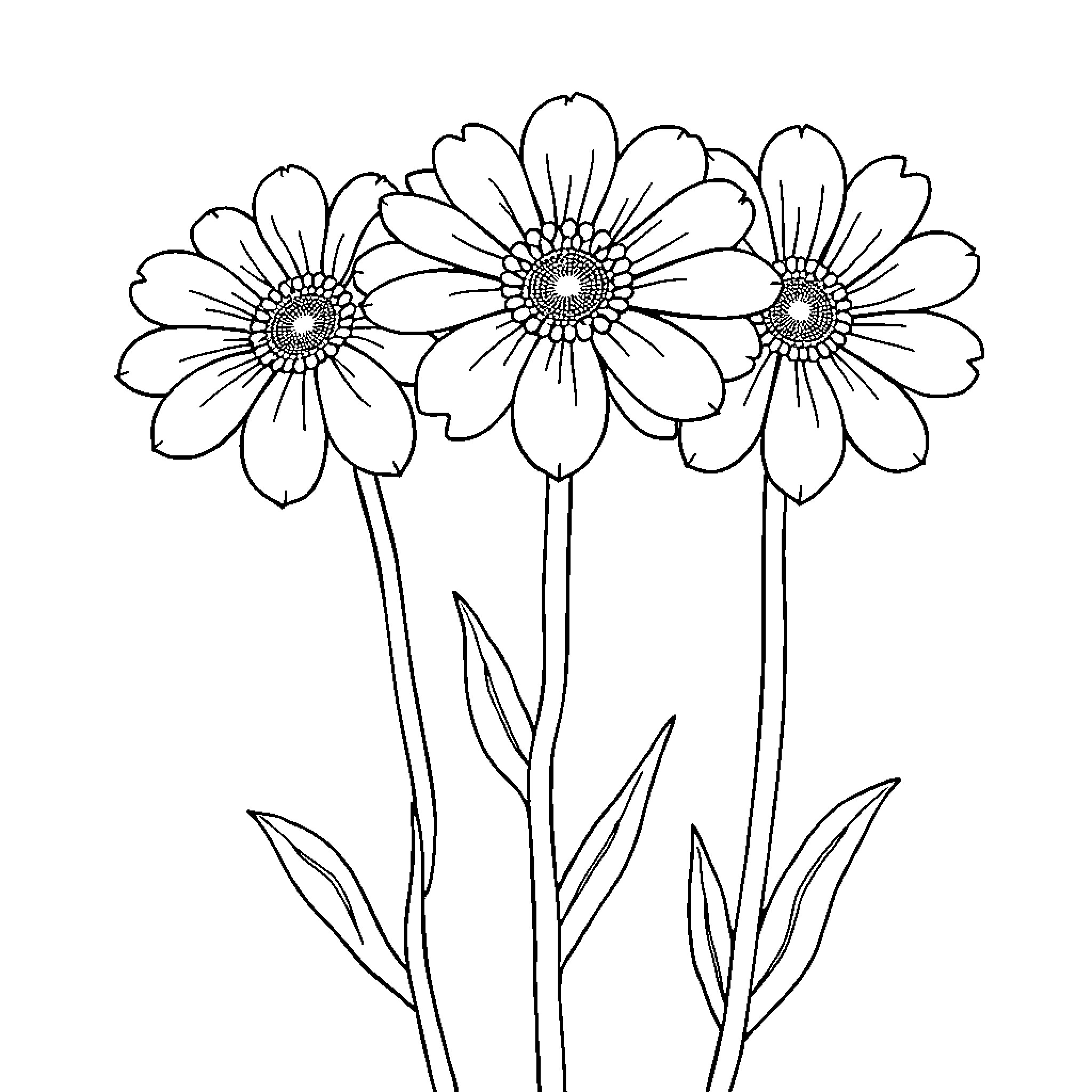 Flower Bouquet in Black and White Coloring Page (free black-and-white line drawing printable PDF for all, from beginners to advanced learners, including children, teens, adults, and seniors)