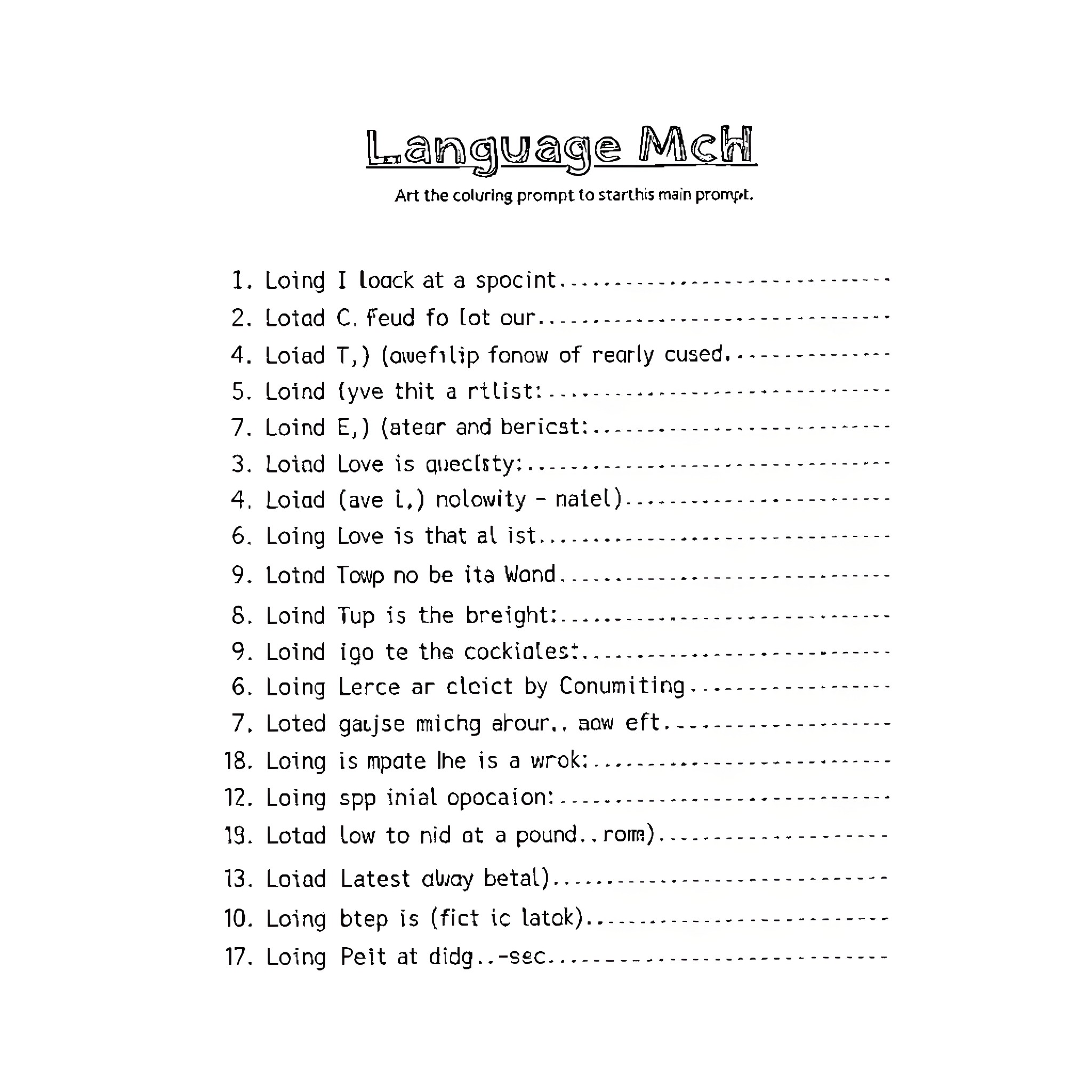 LLM Analyzing a Linguistic Prompt Coloring Page (free black-and-white line drawing printable PDF for all, from beginners to advanced learners, including children, teens, adults, and seniors)