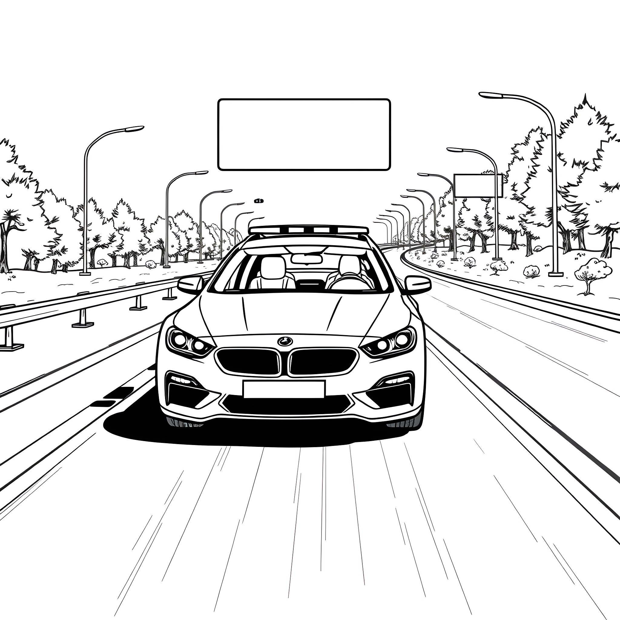 Metz - Luxury sports car driving on the highway Coloring Page (free black-and-white line drawing printable PDF for all, from beginners to advanced learners, including children, teens, adults, and seniors)