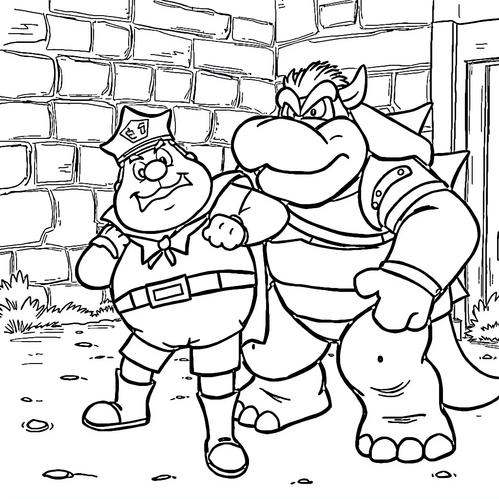 Captain Underpants and the Fearsome Foes in Action Coloring Page (free black-and-white line drawing printable PDF for all, from beginners to advanced learners, including children, teens, adults, and seniors)