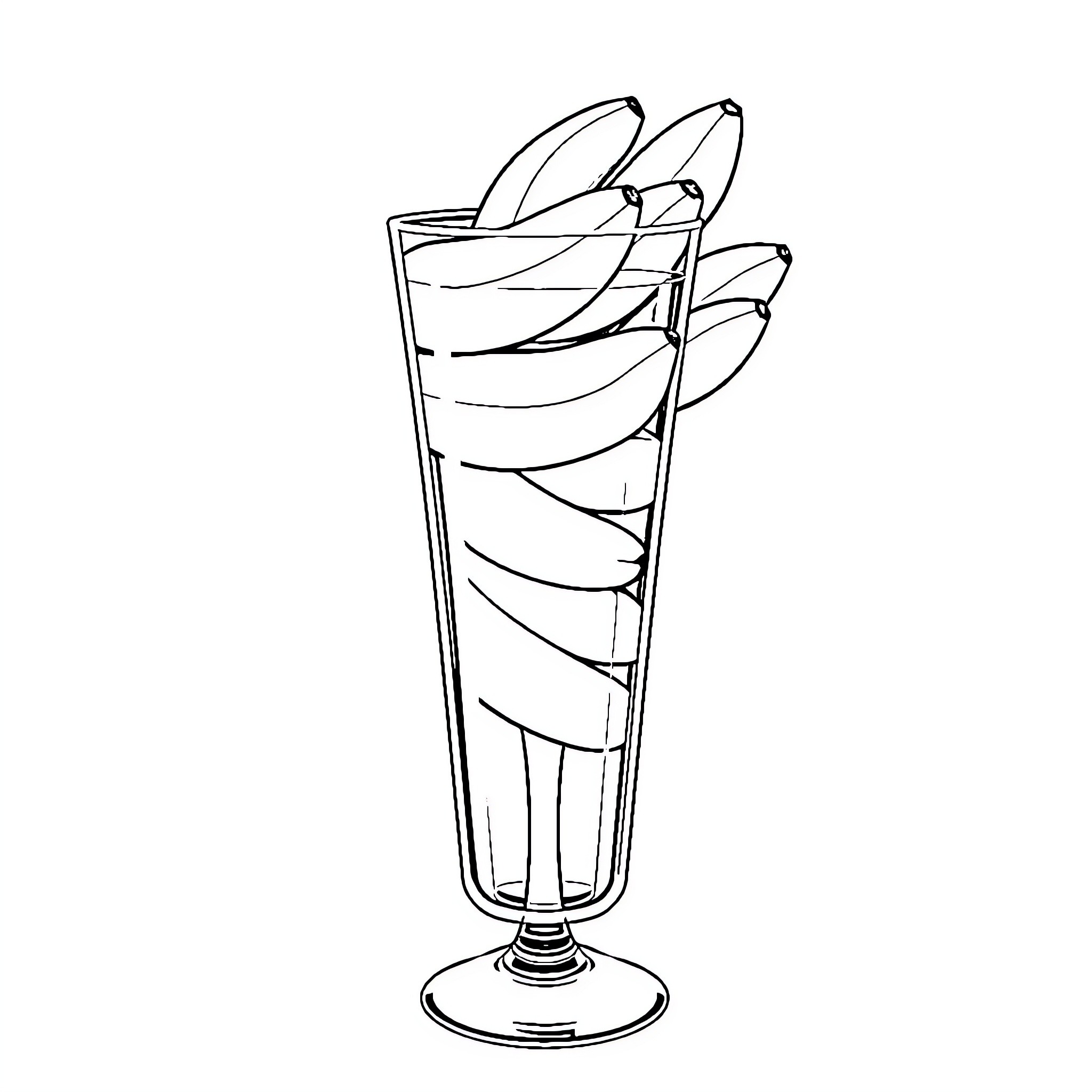Glass dessert with layered ingredients Coloring Page (free black-and-white line drawing printable PDF for all, from beginners to advanced learners, including children, teens, adults, and seniors)