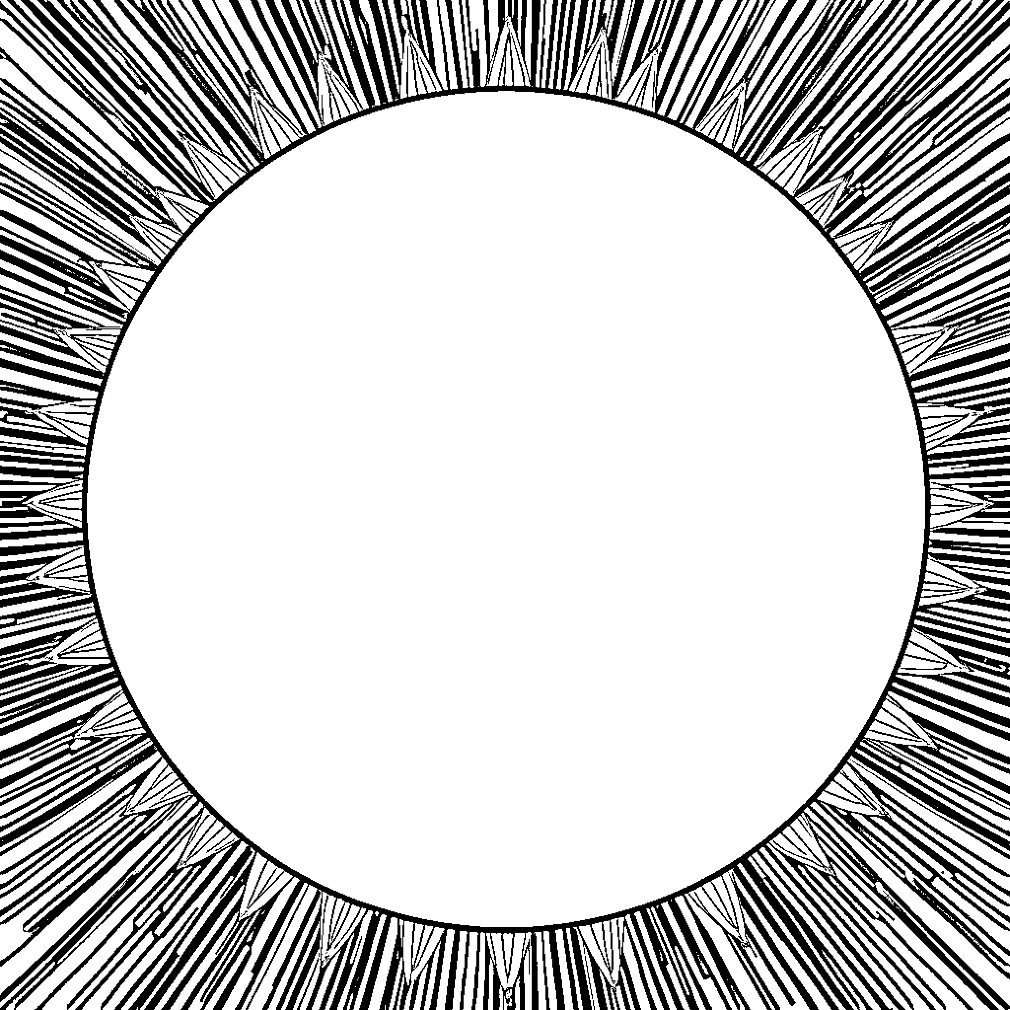 Circle of Radiant Lines Coloring Page (free black-and-white line drawing printable PDF for all, from beginners to advanced learners, including children, teens, adults, and seniors)