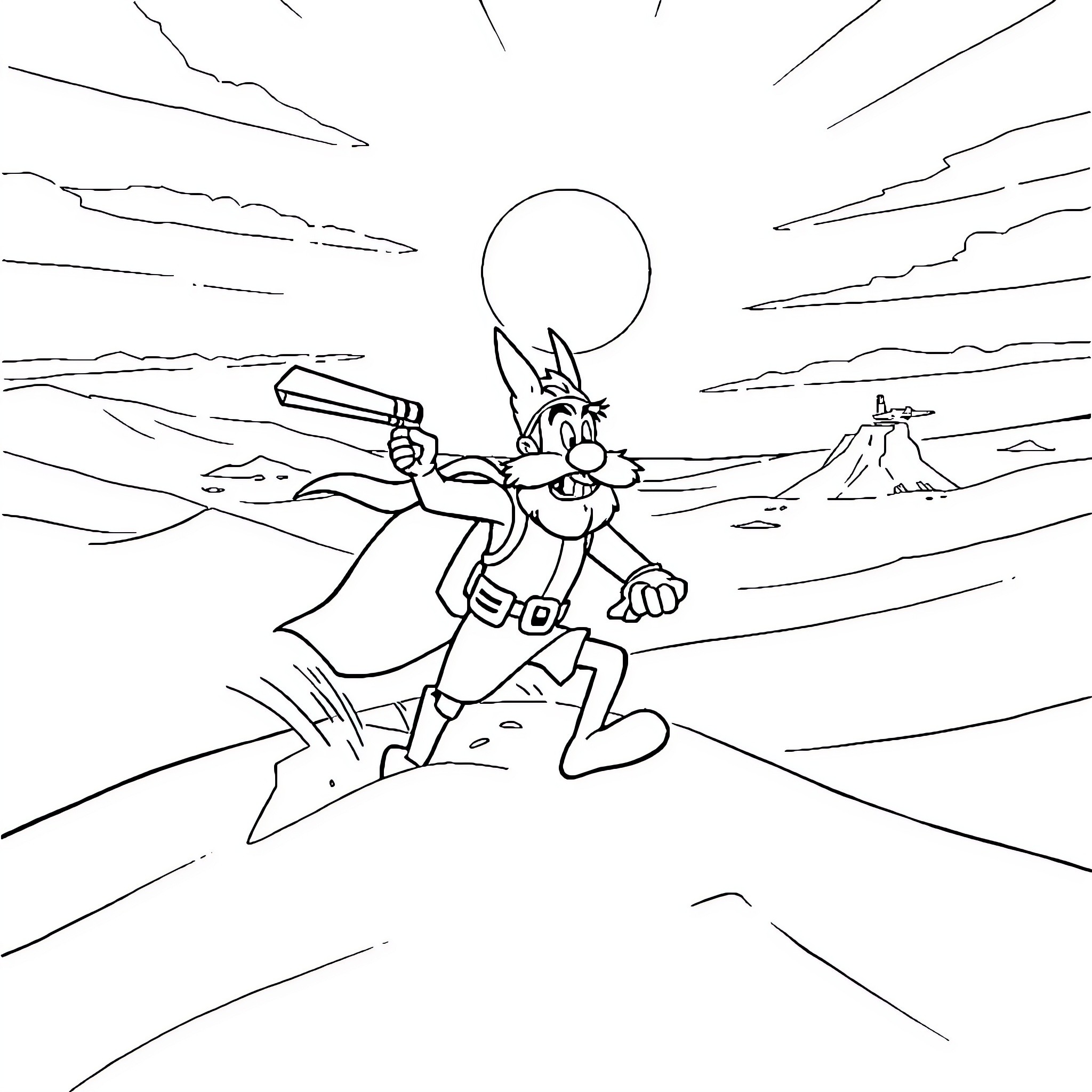 Asterix's Heroic Adventure in the Wilderness Coloring Page (free black-and-white line drawing printable PDF for all, from beginners to advanced learners, including children, teens, adults, and seniors)
