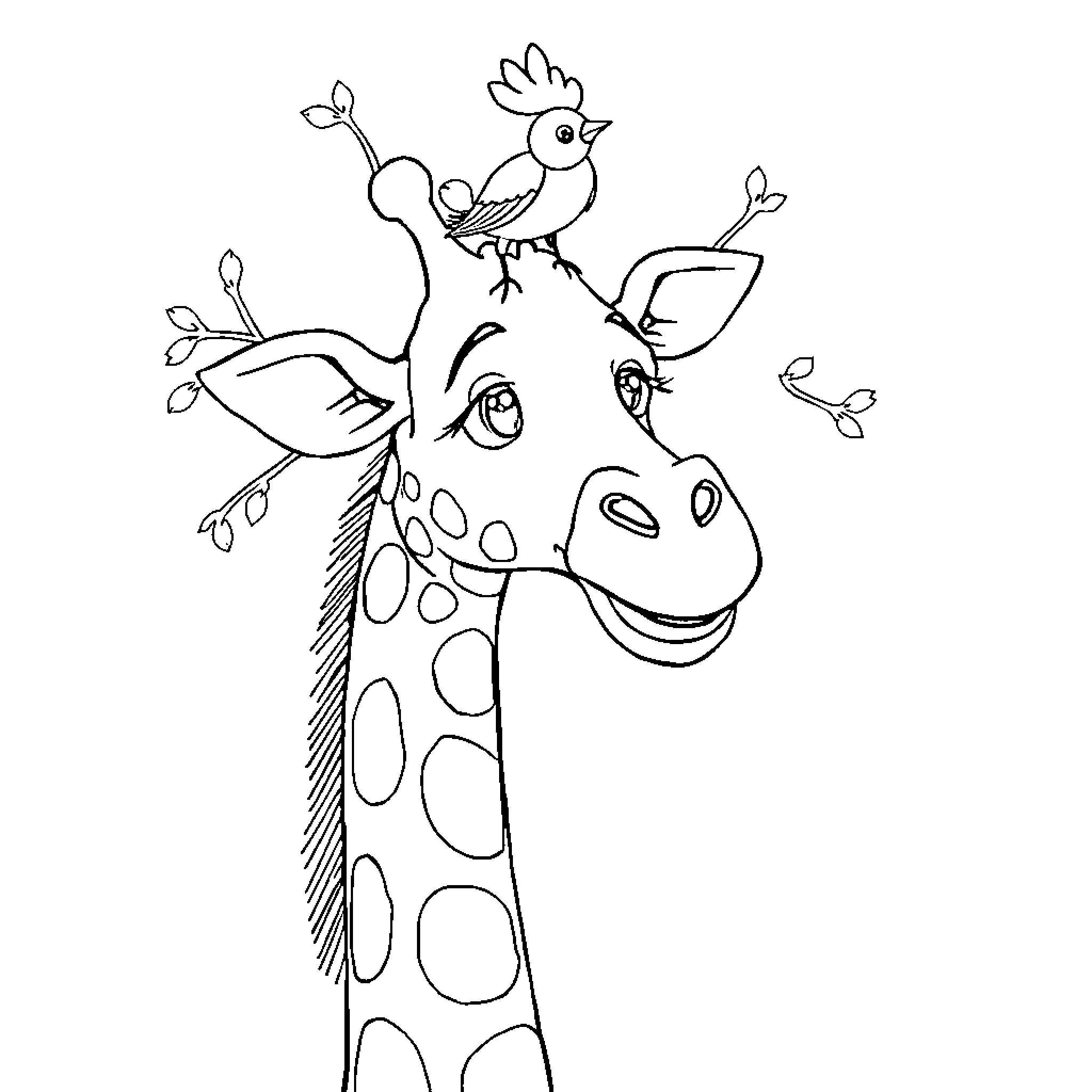 Affe and friends playing in the trees Coloring Page (free black-and-white line drawing printable PDF for all, from beginners to advanced learners, including children, teens, adults, and seniors)