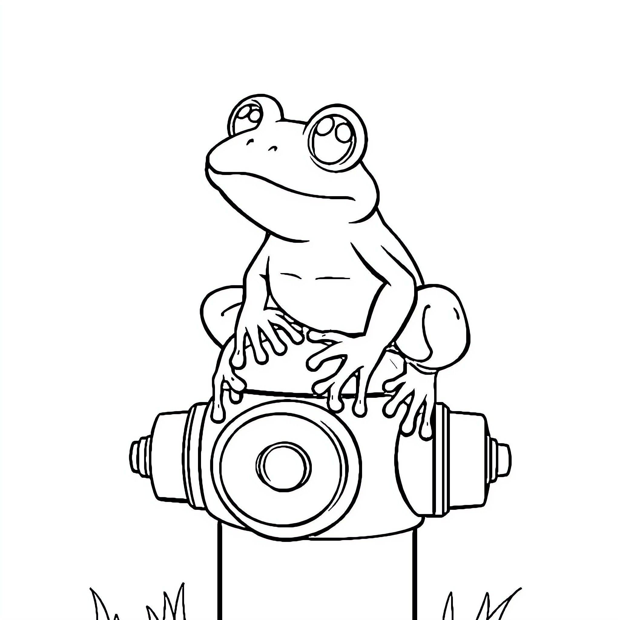 Frog perched on speaker Coloring Page (free black-and-white line drawing printable PDF for all, from beginners to advanced learners, including children, teens, adults, and seniors)