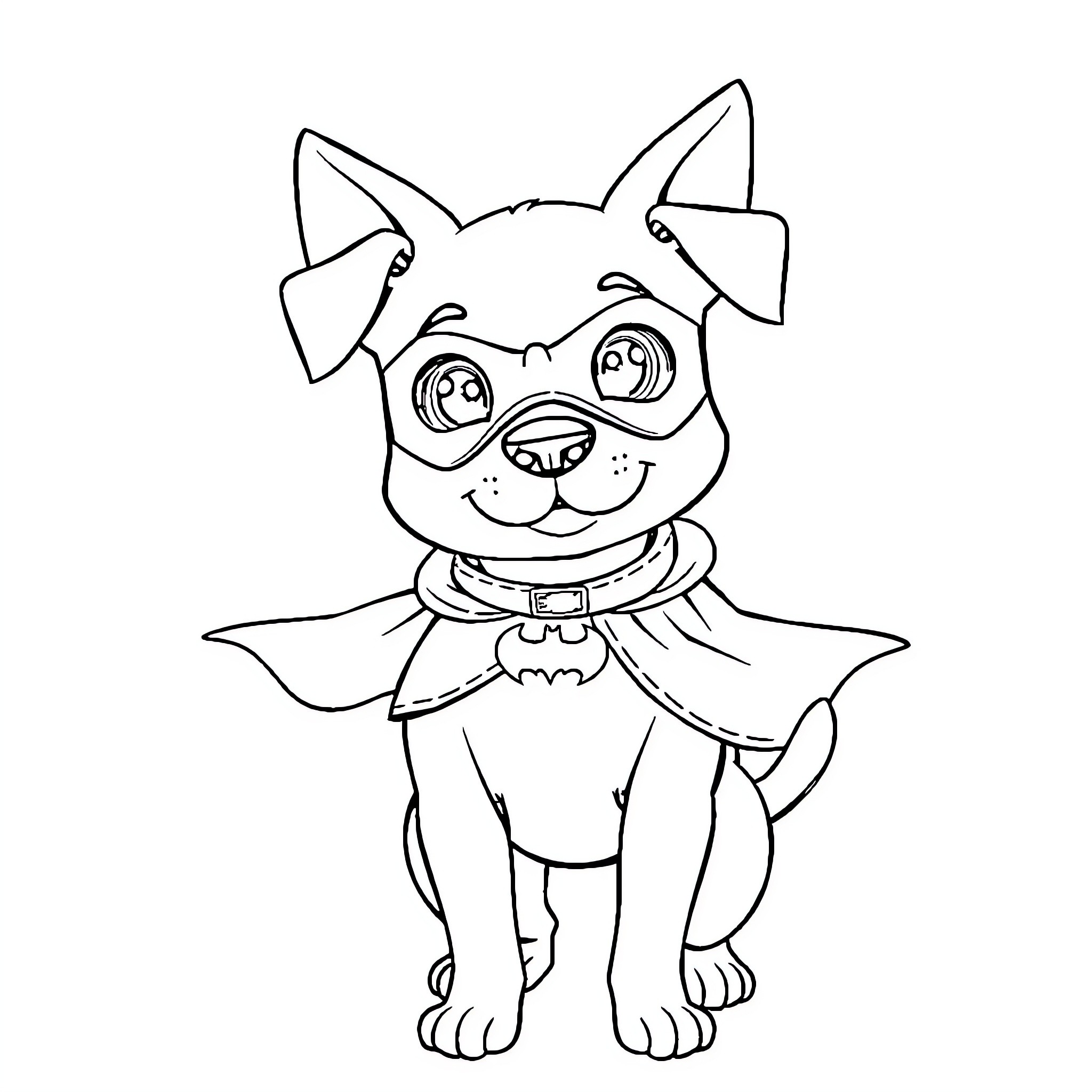 Dog dressed up in costume with cute expression Coloring Page (free black-and-white line drawing printable PDF for all, from beginners to advanced learners, including children, teens, adults, and seniors)