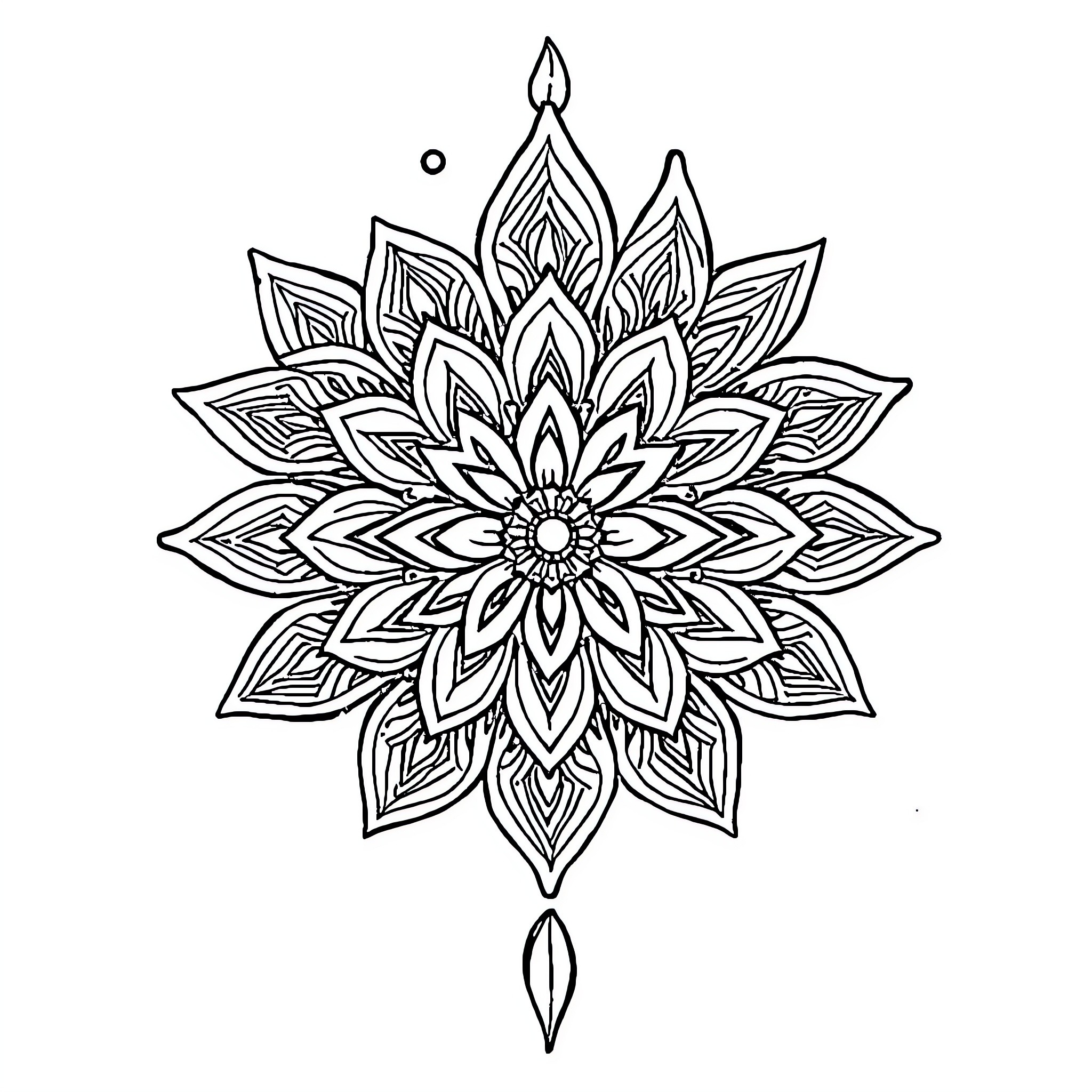 Mandalas with detailed floral design Coloring Page (free black-and-white line drawing printable PDF for all, from beginners to advanced learners, including children, teens, adults, and seniors)