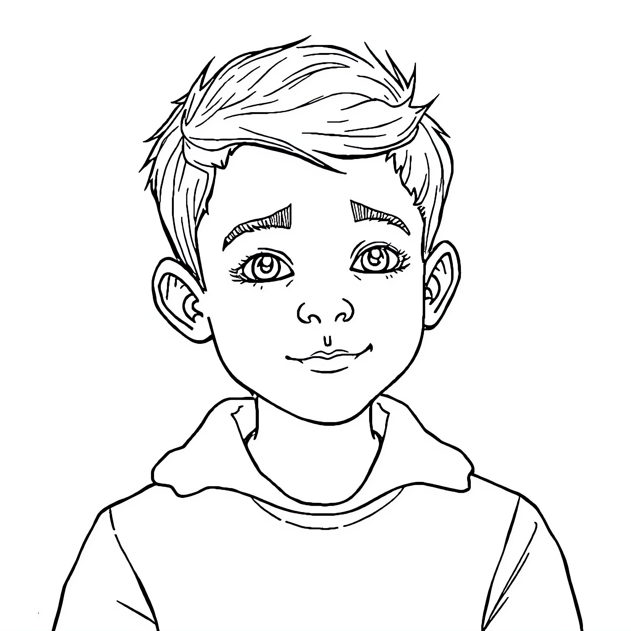 Calvin's cheerful expression in a simple sketch Coloring Page (free black-and-white line drawing printable PDF for all, from beginners to advanced learners, including children, teens, adults, and seniors)