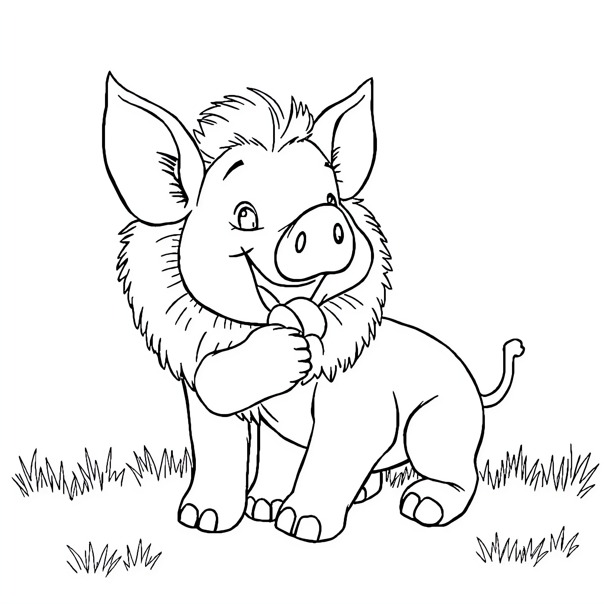 Pig enjoying the outdoors Coloring Page (free black-and-white line drawing printable PDF for all, from beginners to advanced learners, including children, teens, adults, and seniors)