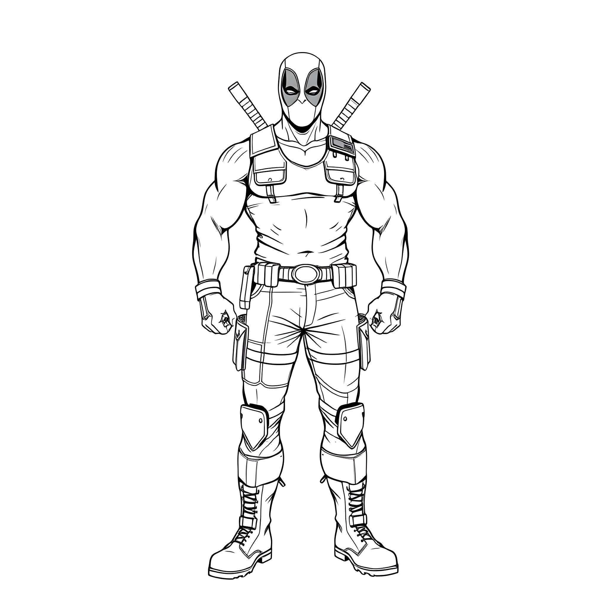 Hulk-inspired character in action-ready outfit Coloring Page (free black-and-white line drawing printable PDF for all, from beginners to advanced learners, including children, teens, adults, and seniors)