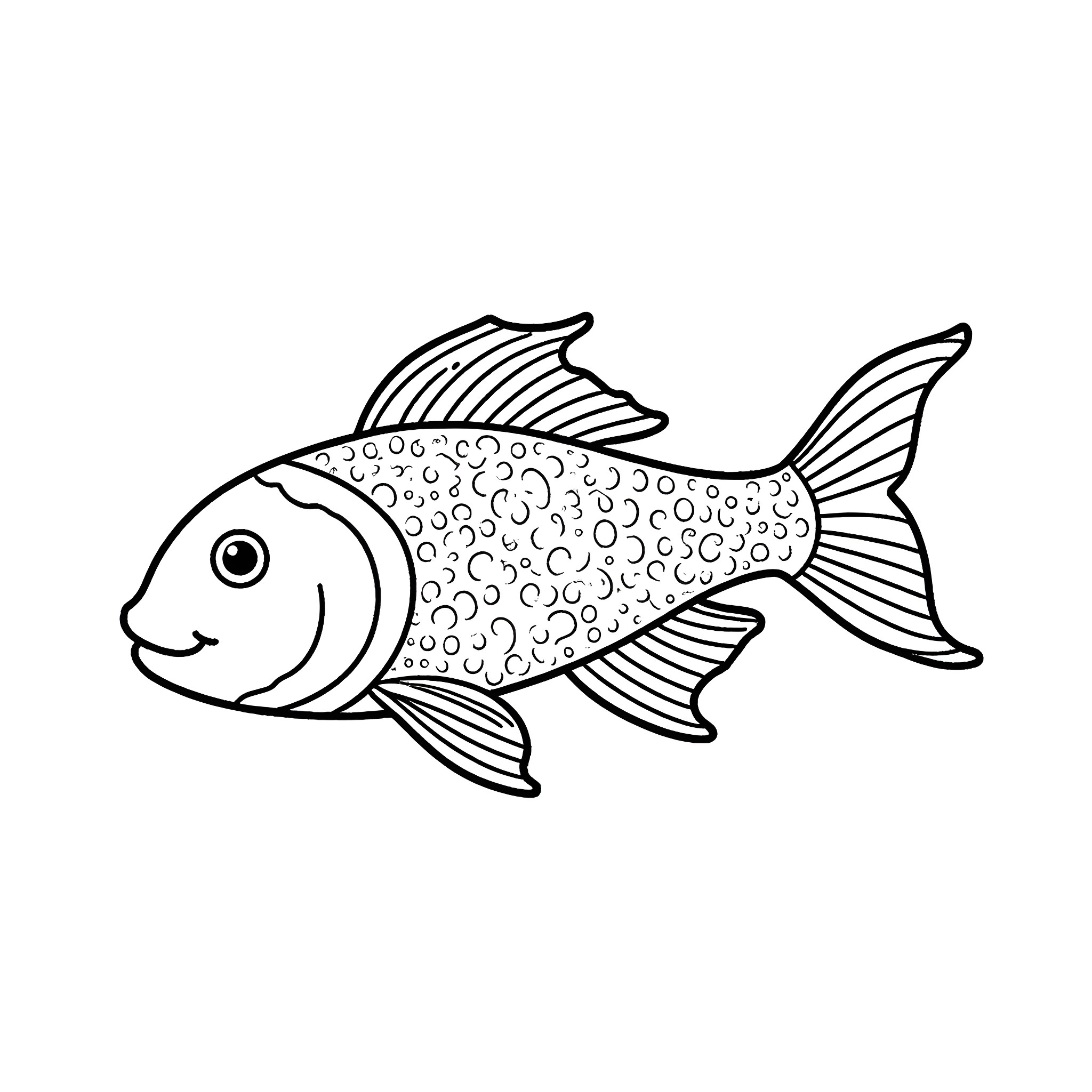 Phish swimming peacefully in the water Coloring Page (free black-and-white line drawing printable PDF for all, from beginners to advanced learners, including children, teens, adults, and seniors)