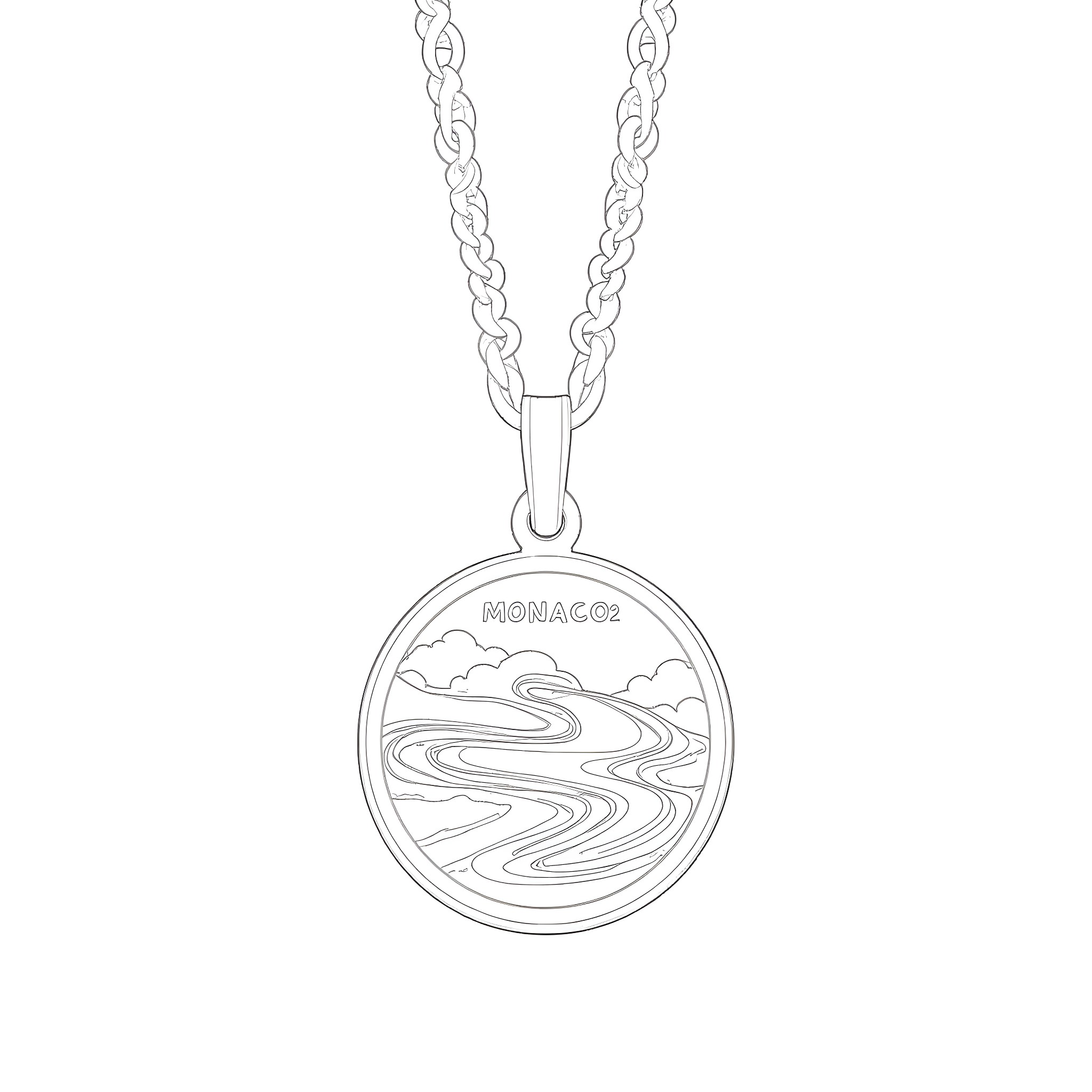 Formula 1 racing emblem with winding road Coloring Page (free black-and-white line drawing printable PDF for all, from beginners to advanced learners, including children, teens, adults, and seniors)