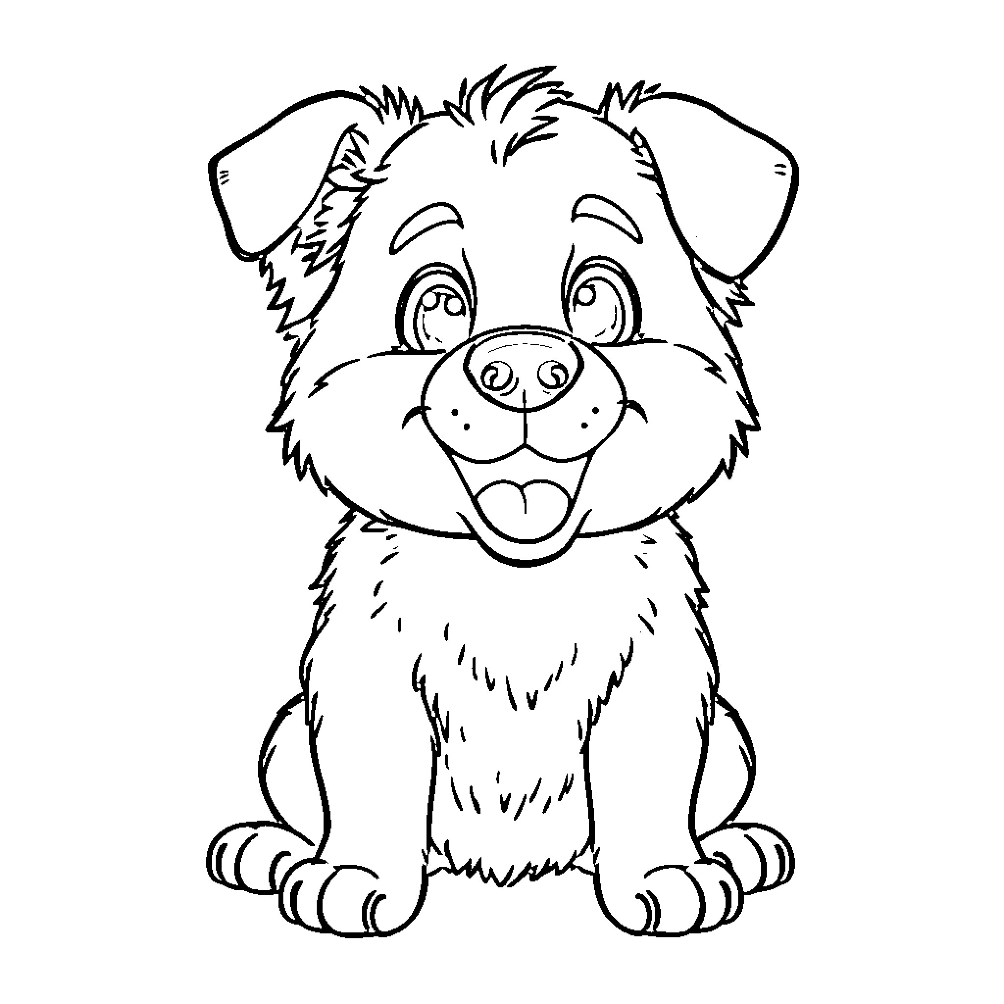 Bluey the Puppy Smiling Happily Coloring Page (free black-and-white line drawing printable PDF for all, from beginners to advanced learners, including children, teens, adults, and seniors)