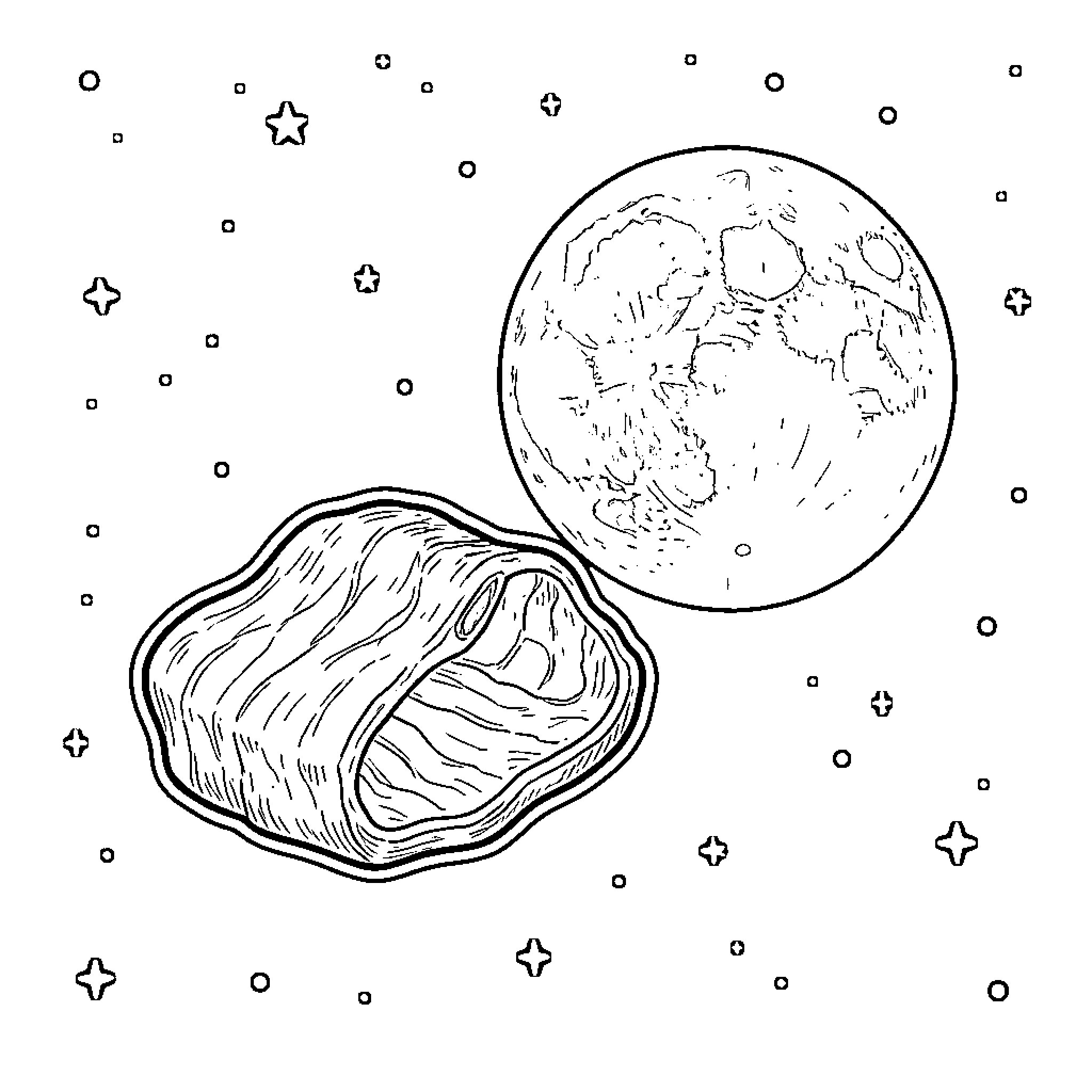Meat under the moonlight Coloring Page (free black-and-white line drawing printable PDF for all, from beginners to advanced learners, including children, teens, adults, and seniors)