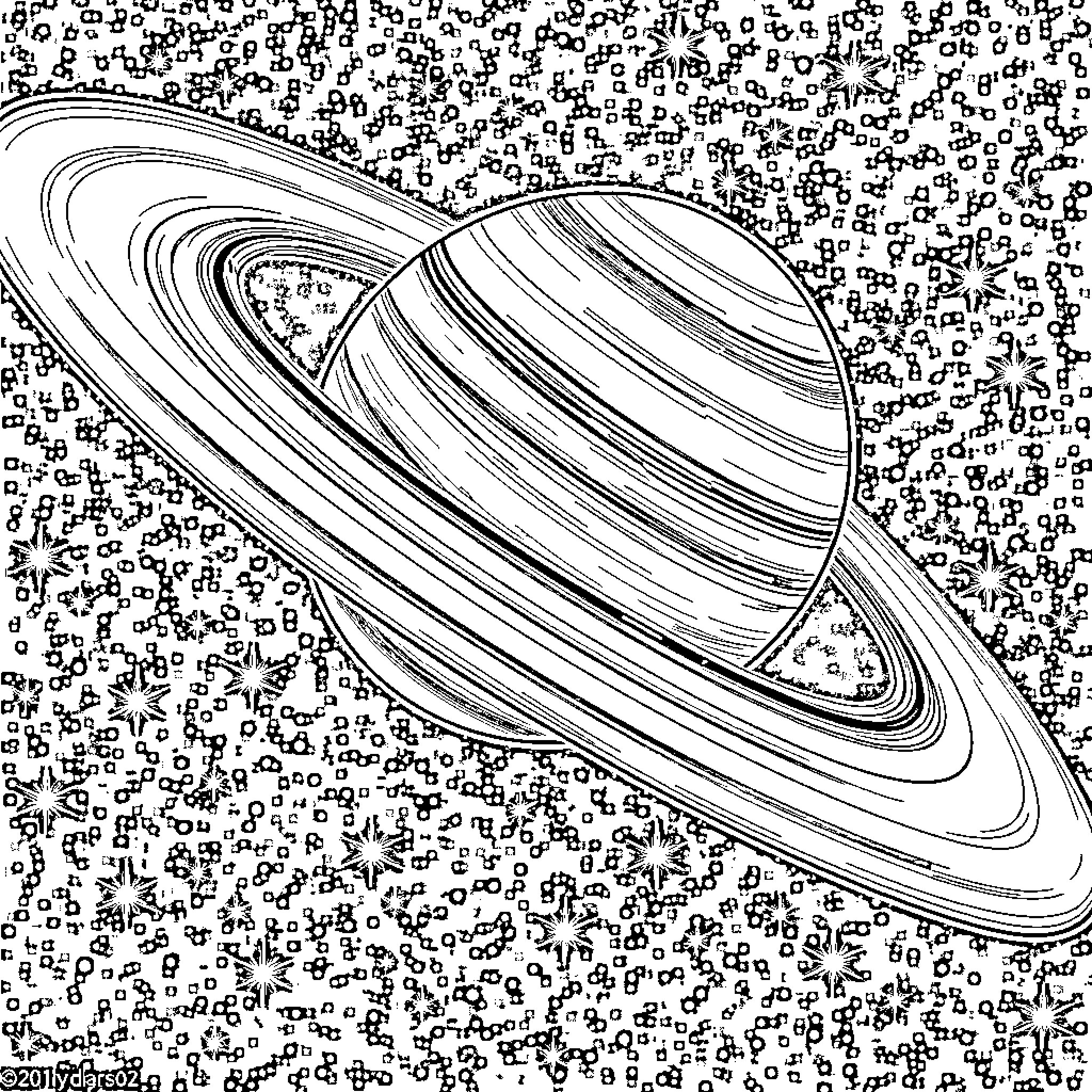 Christmas cosmic abstraction with planetary patterns Coloring Page (free black-and-white line drawing printable PDF for all, from beginners to advanced learners, including children, teens, adults, and seniors)