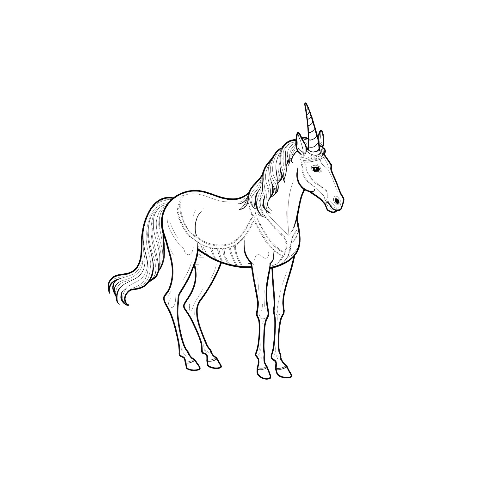 Spider Centaur depicted as a mythical unicorn Coloring Page (free black-and-white line drawing printable PDF for all, from beginners to advanced learners, including children, teens, adults, and seniors)