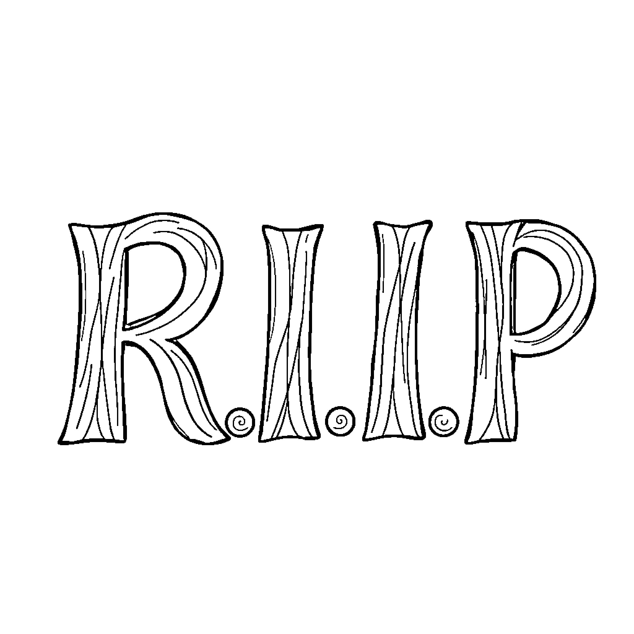 R.I.P. Graveyard Artwork Coloring Page (free black-and-white line drawing printable PDF for all, from beginners to advanced learners, including children, teens, adults, and seniors)