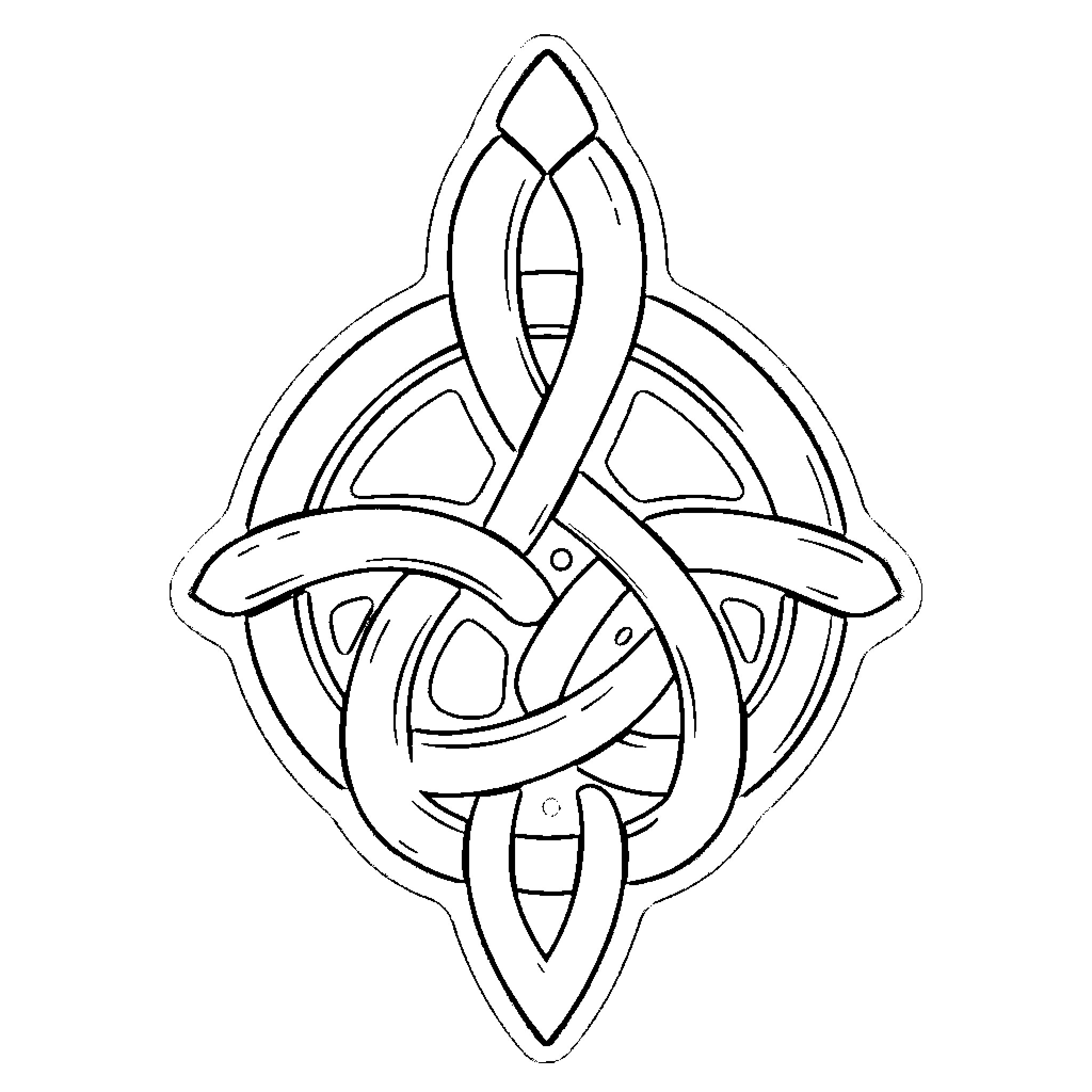 Trinity Knot Geometric Line Art Coloring Page (free black-and-white line drawing printable PDF for all, from beginners to advanced learners, including children, teens, adults, and seniors)