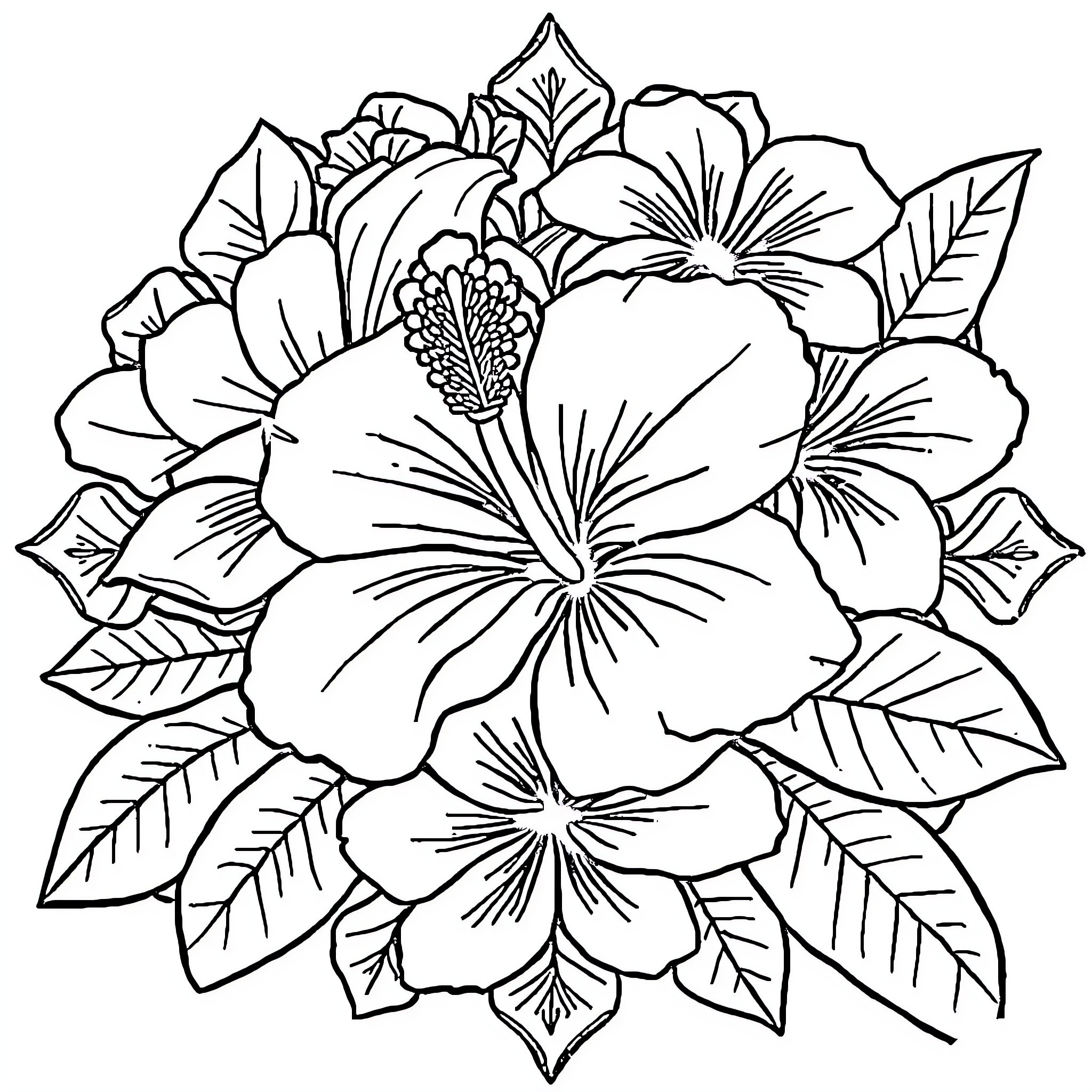 Flower bouquet with intricate floral design Coloring Page (free black-and-white line drawing printable PDF for all, from beginners to advanced learners, including children, teens, adults, and seniors)
