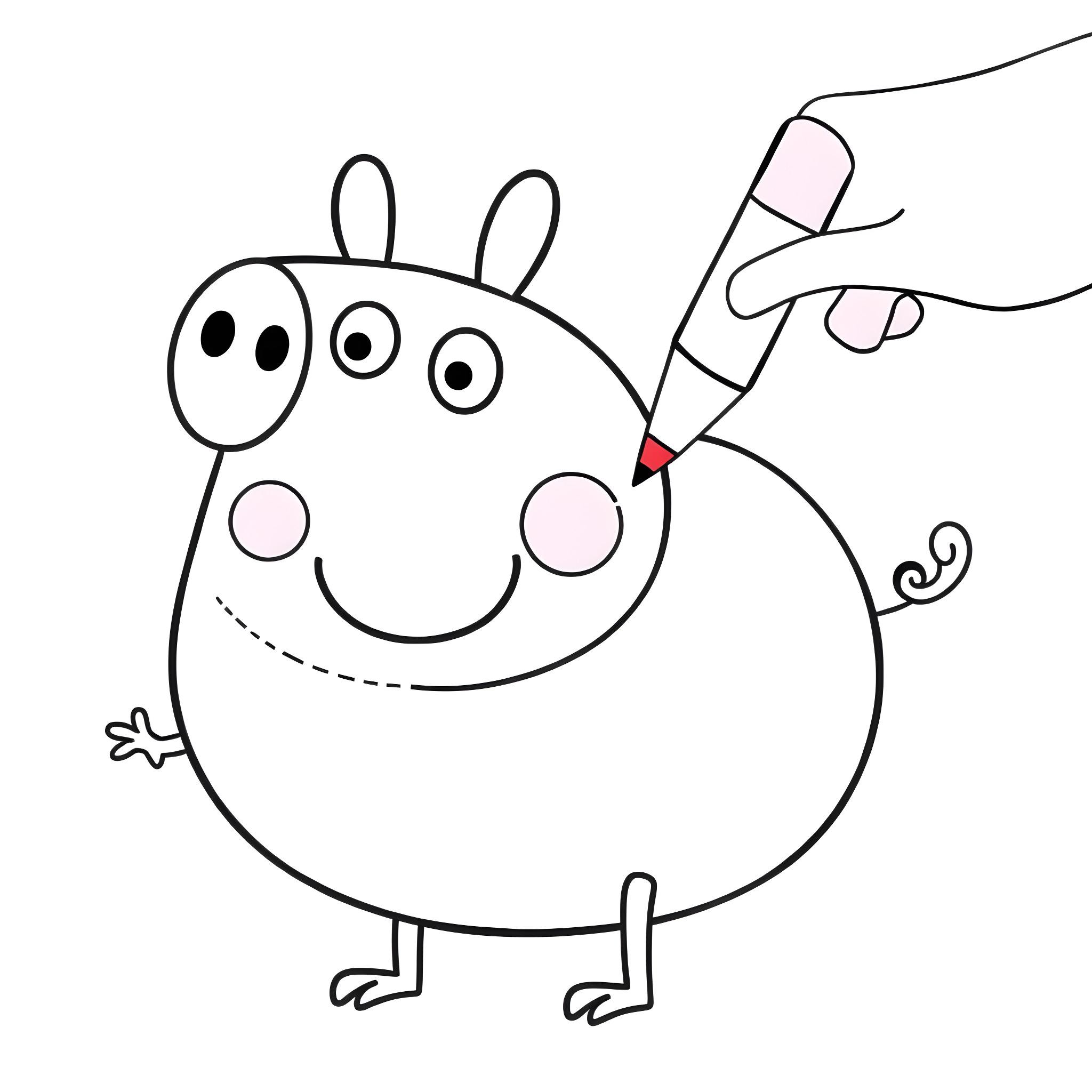 Bluey's silly adventure Coloring Page (free black-and-white line drawing printable PDF for all, from beginners to advanced learners, including children, teens, adults, and seniors)