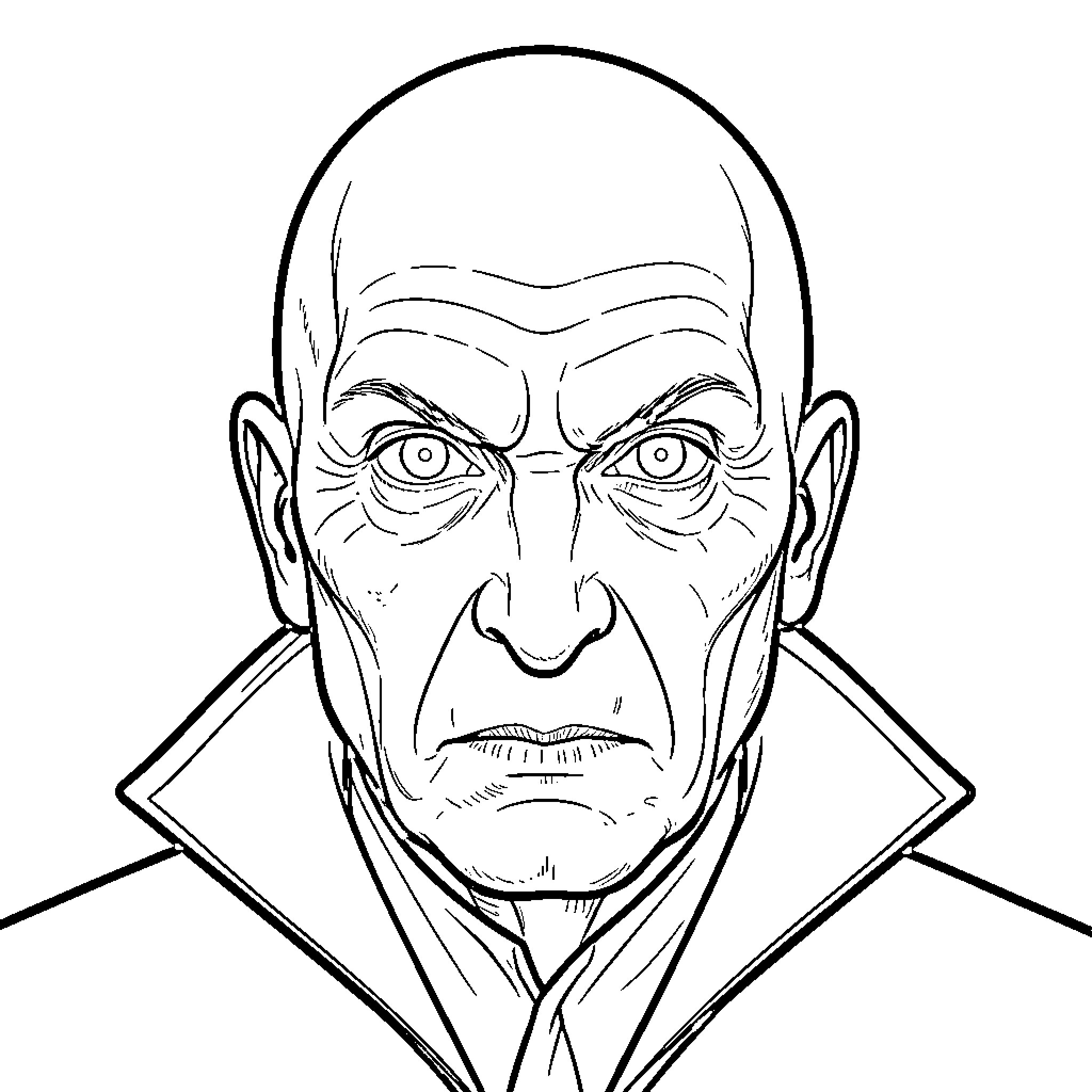 Voldemort's Ominous Presence Coloring Page (free black-and-white line drawing printable PDF for all, from beginners to advanced learners, including children, teens, adults, and seniors)