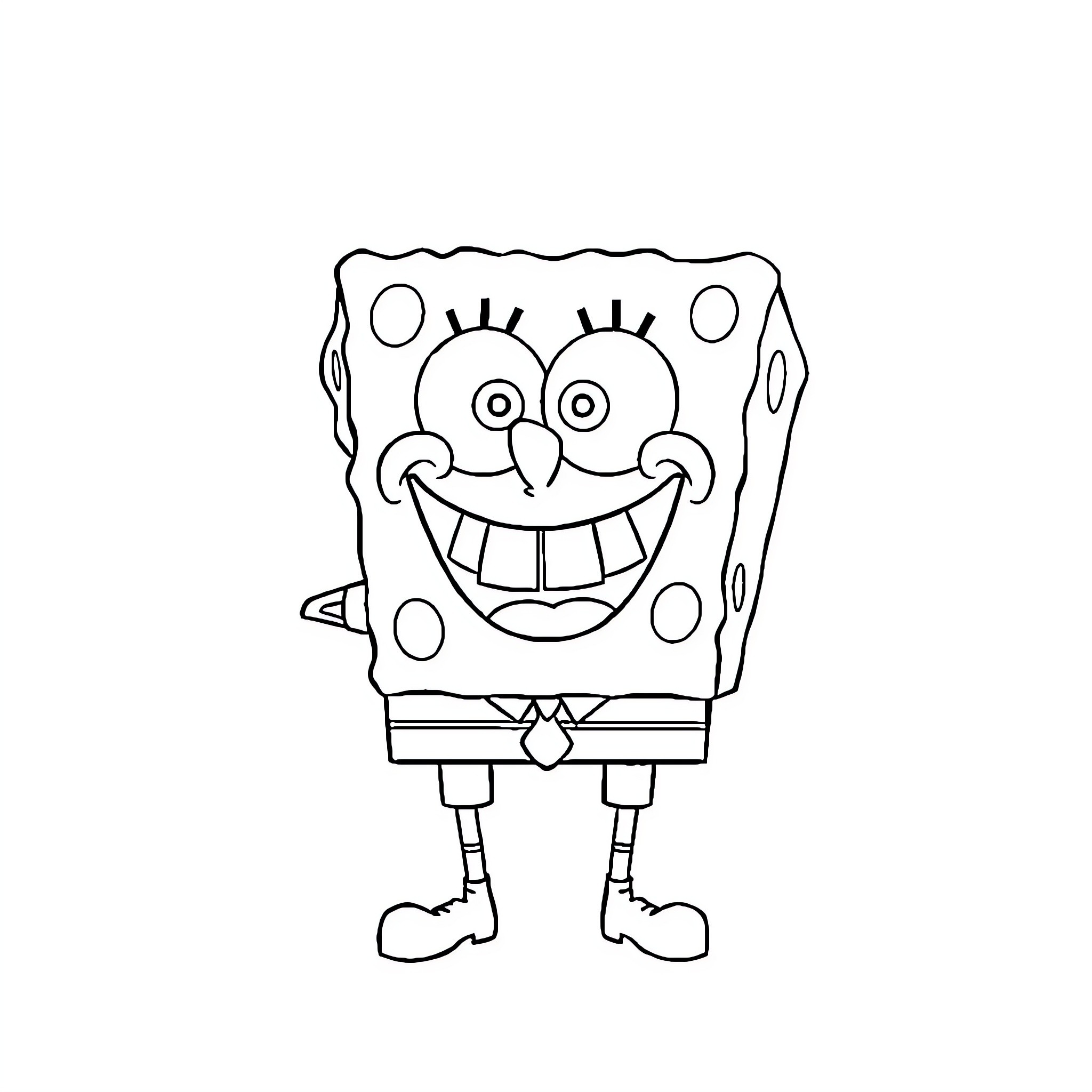 Spongebob making a funny expression Coloring Page (free black-and-white line drawing printable PDF for all, from beginners to advanced learners, including children, teens, adults, and seniors)