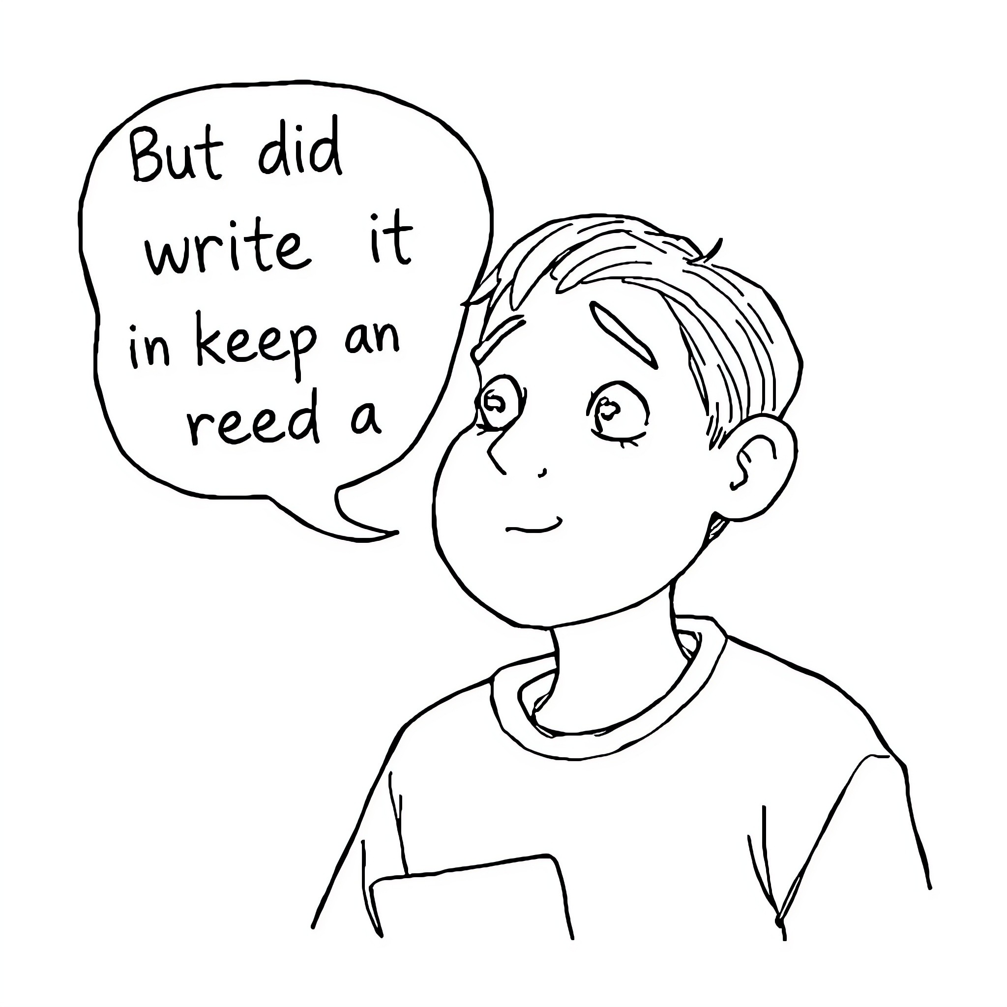 Document of a person expressing confusion Coloring Page (free black-and-white line drawing printable PDF for all, from beginners to advanced learners, including children, teens, adults, and seniors)