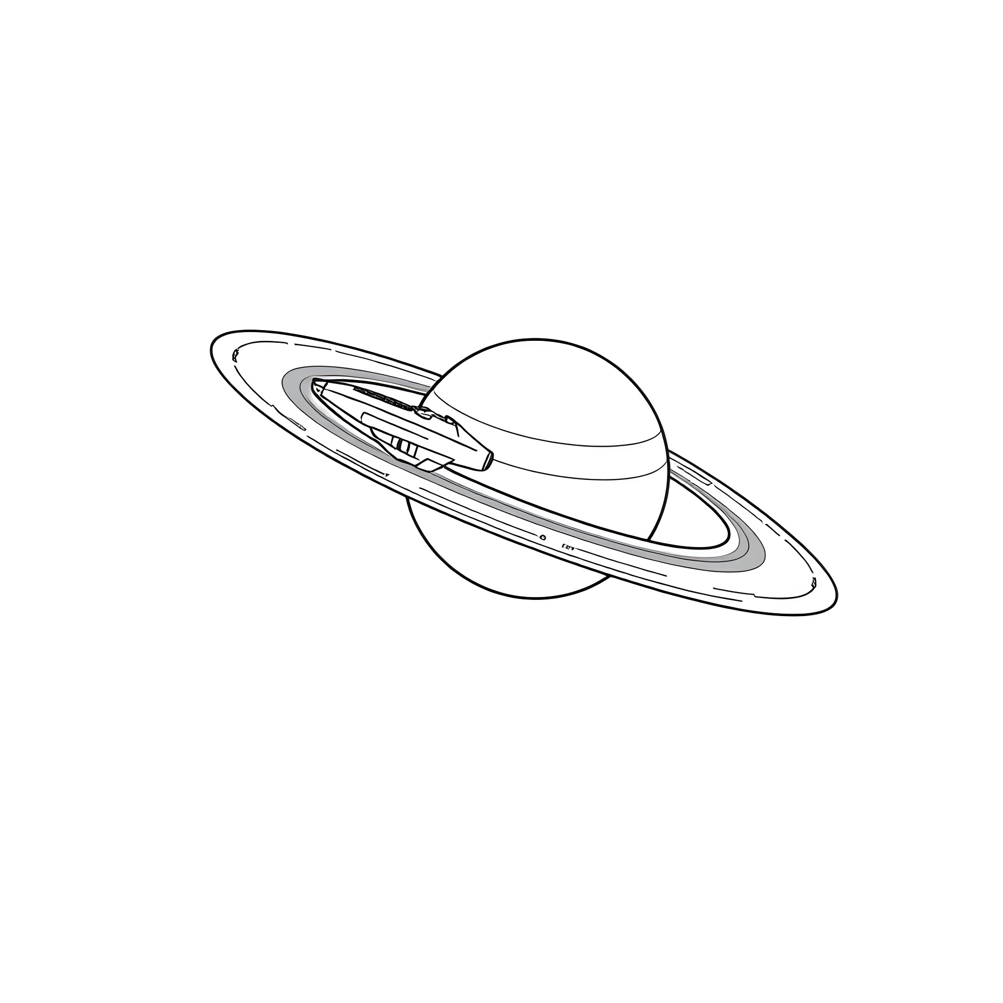 USS Enterprise explores the cosmos Coloring Page (free black-and-white line drawing printable PDF for all, from beginners to advanced learners, including children, teens, adults, and seniors)