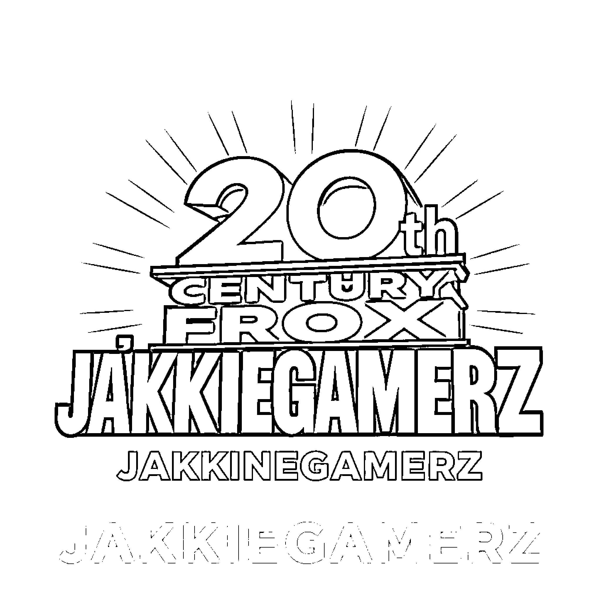 Jakkiegamerz celebrating 20th century Fox Coloring Page (free black-and-white line drawing printable PDF for all, from beginners to advanced learners, including children, teens, adults, and seniors)