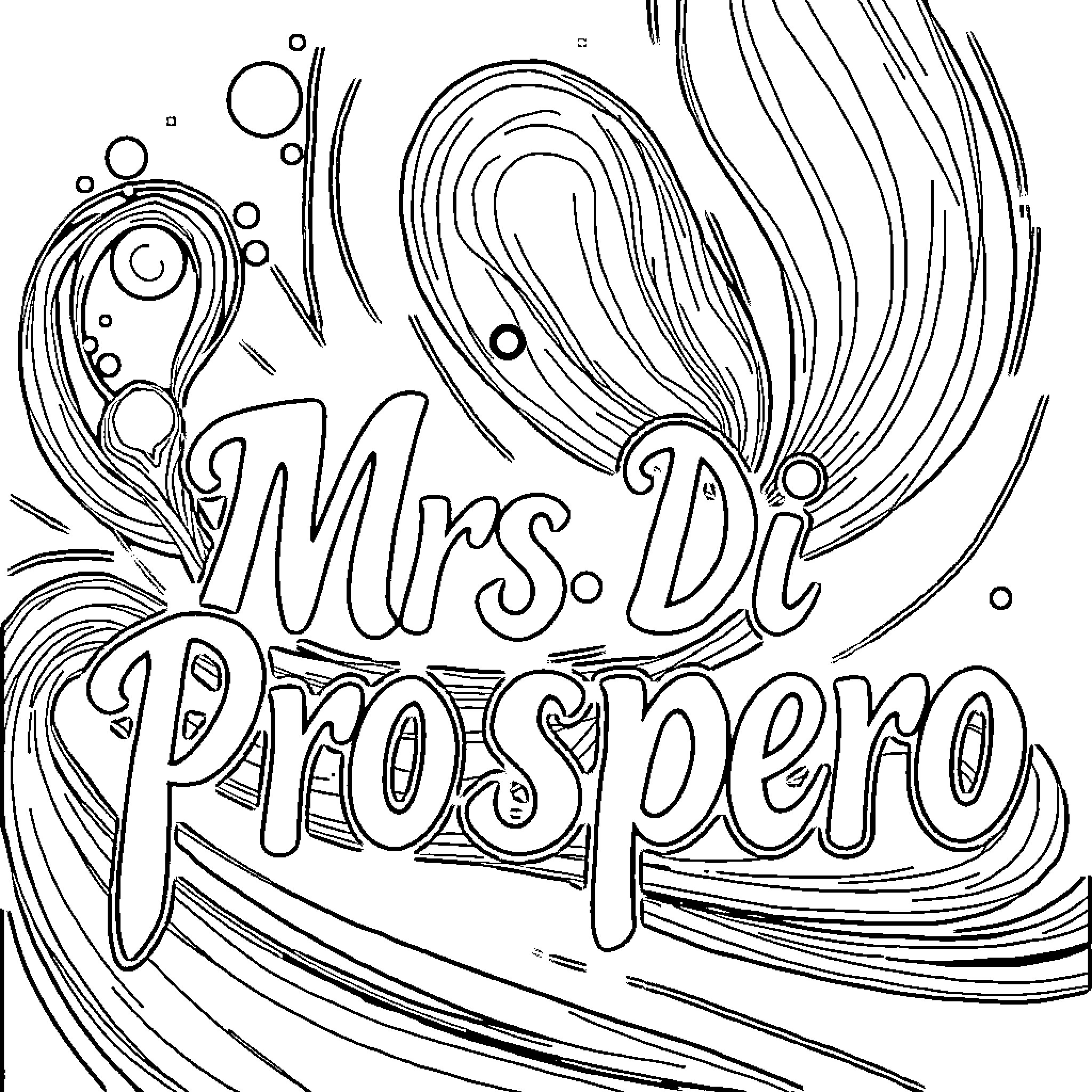Abstract illustration with stylized text Coloring Page (free black-and-white line drawing printable PDF for all, from beginners to advanced learners, including children, teens, adults, and seniors)