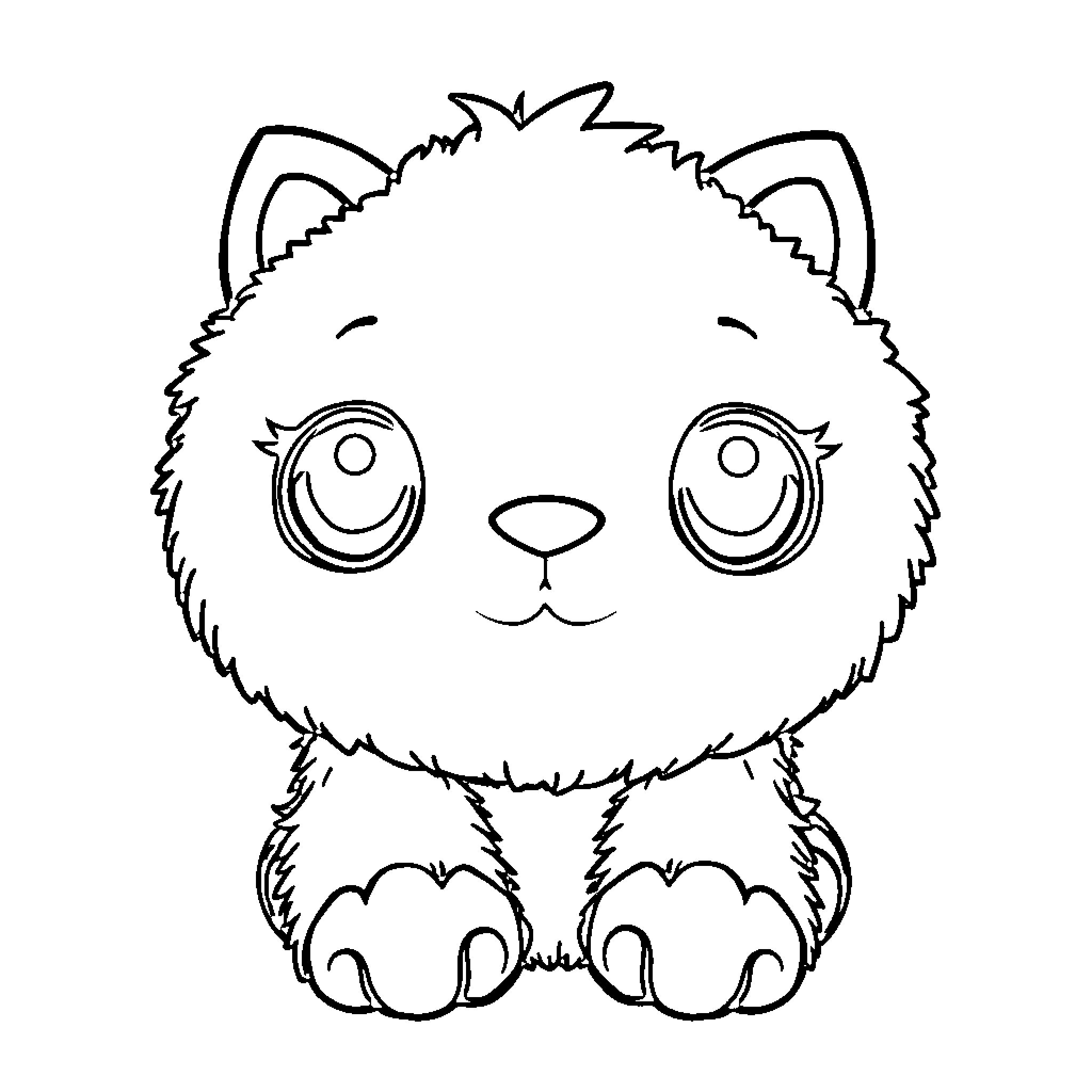 Bebefinn adorable fluffy kitten with big eyes Coloring Page (free black-and-white line drawing printable PDF for all, from beginners to advanced learners, including children, teens, adults, and seniors)