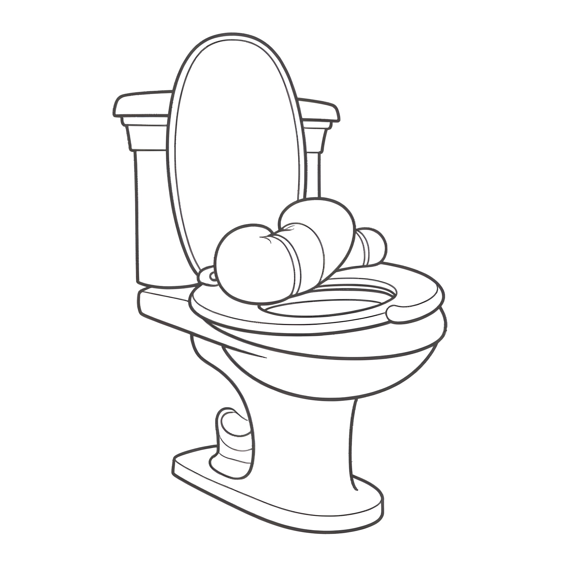 Toilet Seat with Toilet Paper Roll Coloring Page (free black-and-white line drawing printable PDF for all, from beginners to advanced learners, including children, teens, adults, and seniors)