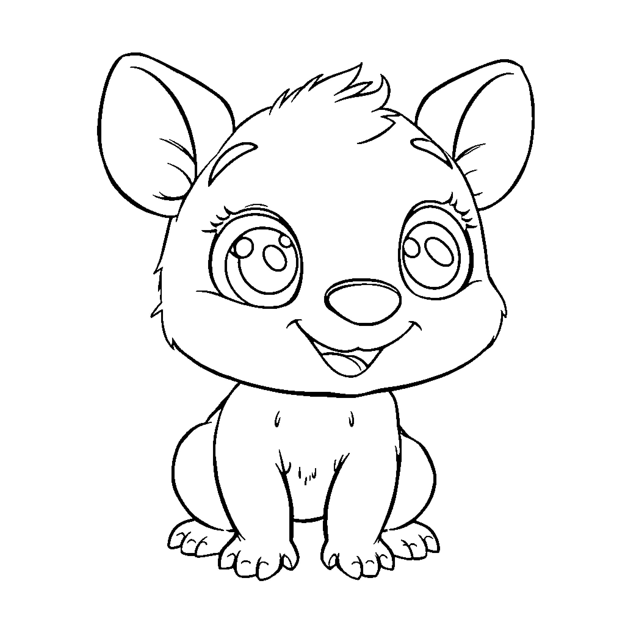 Diddle the Curious Creature Coloring Page (free black-and-white line drawing printable PDF for all, from beginners to advanced learners, including children, teens, adults, and seniors)