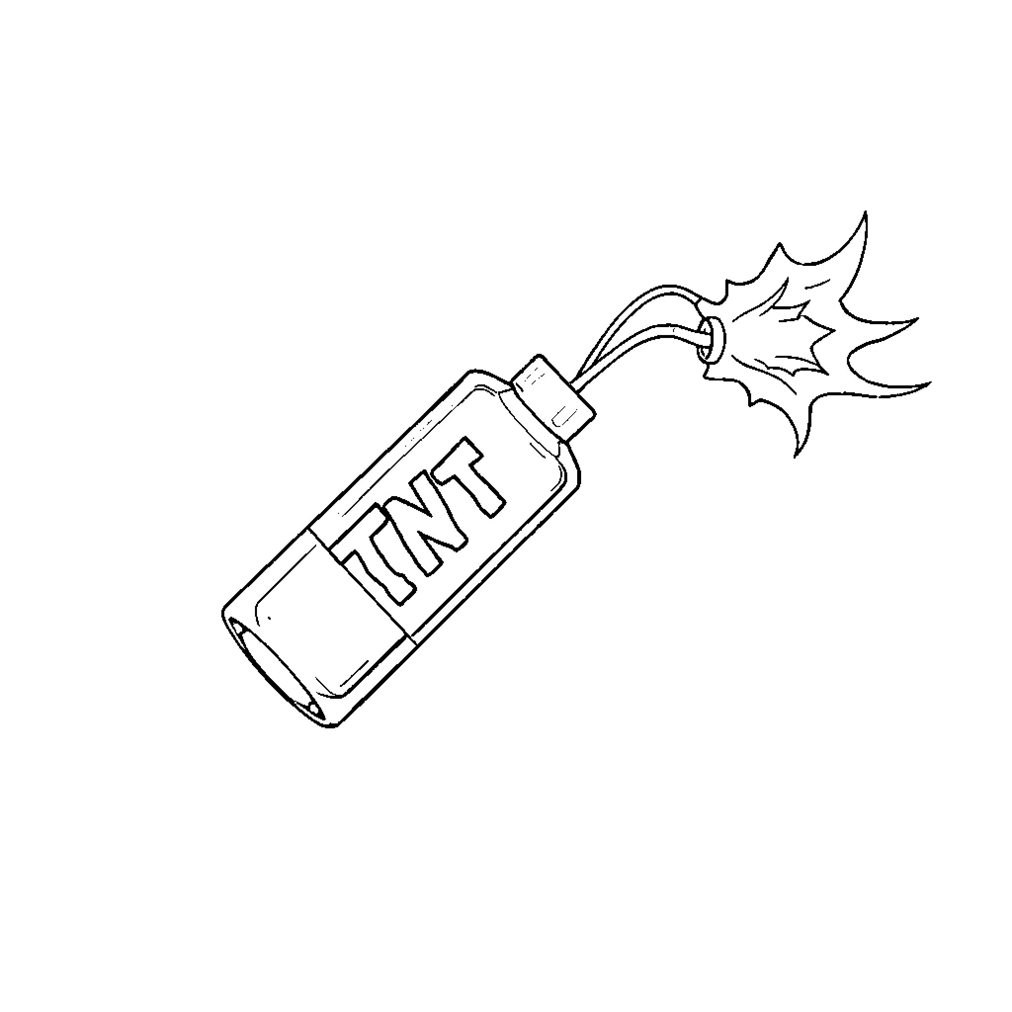 TNT Explosive Dynamite Stick Illustration Coloring Page (free black-and-white line drawing printable PDF for all, from beginners to advanced learners, including children, teens, adults, and seniors)