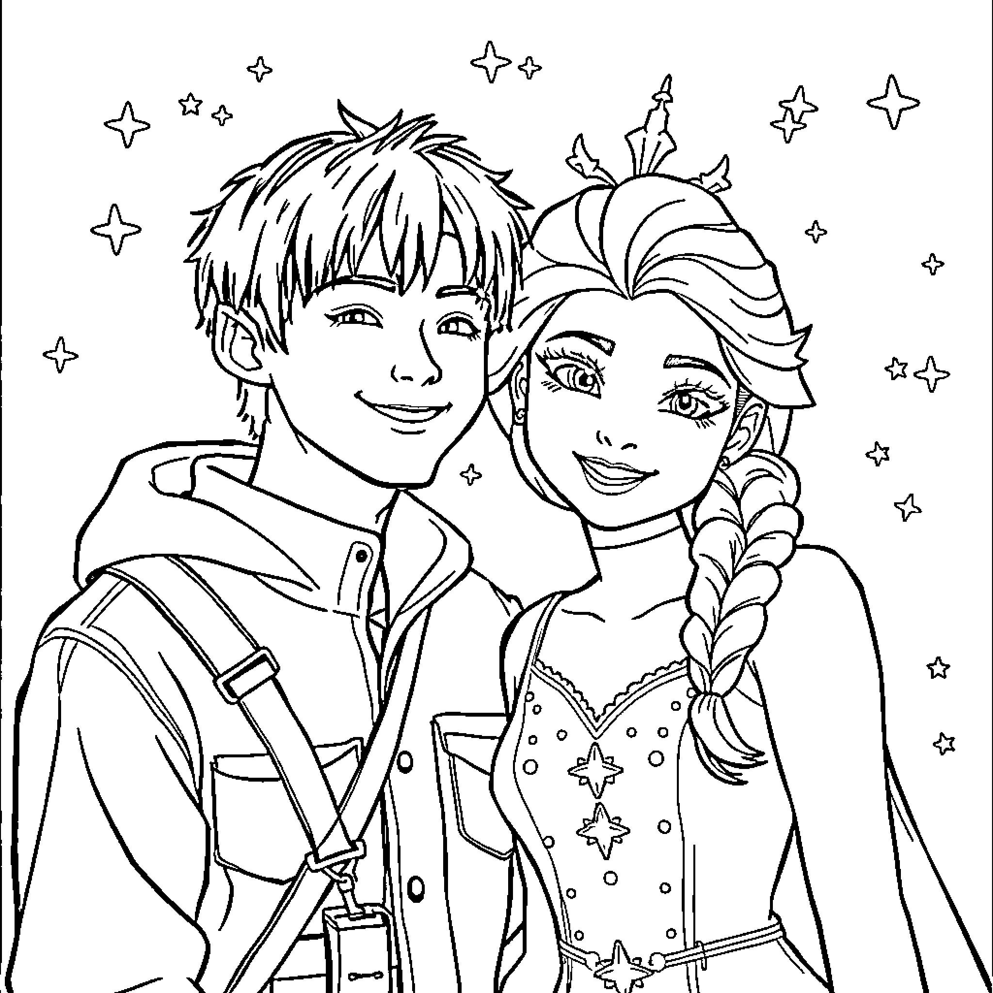 Rumi's Enchanting Adventure with Friends Coloring Page (free black-and-white line drawing printable PDF for all, from beginners to advanced learners, including children, teens, adults, and seniors)