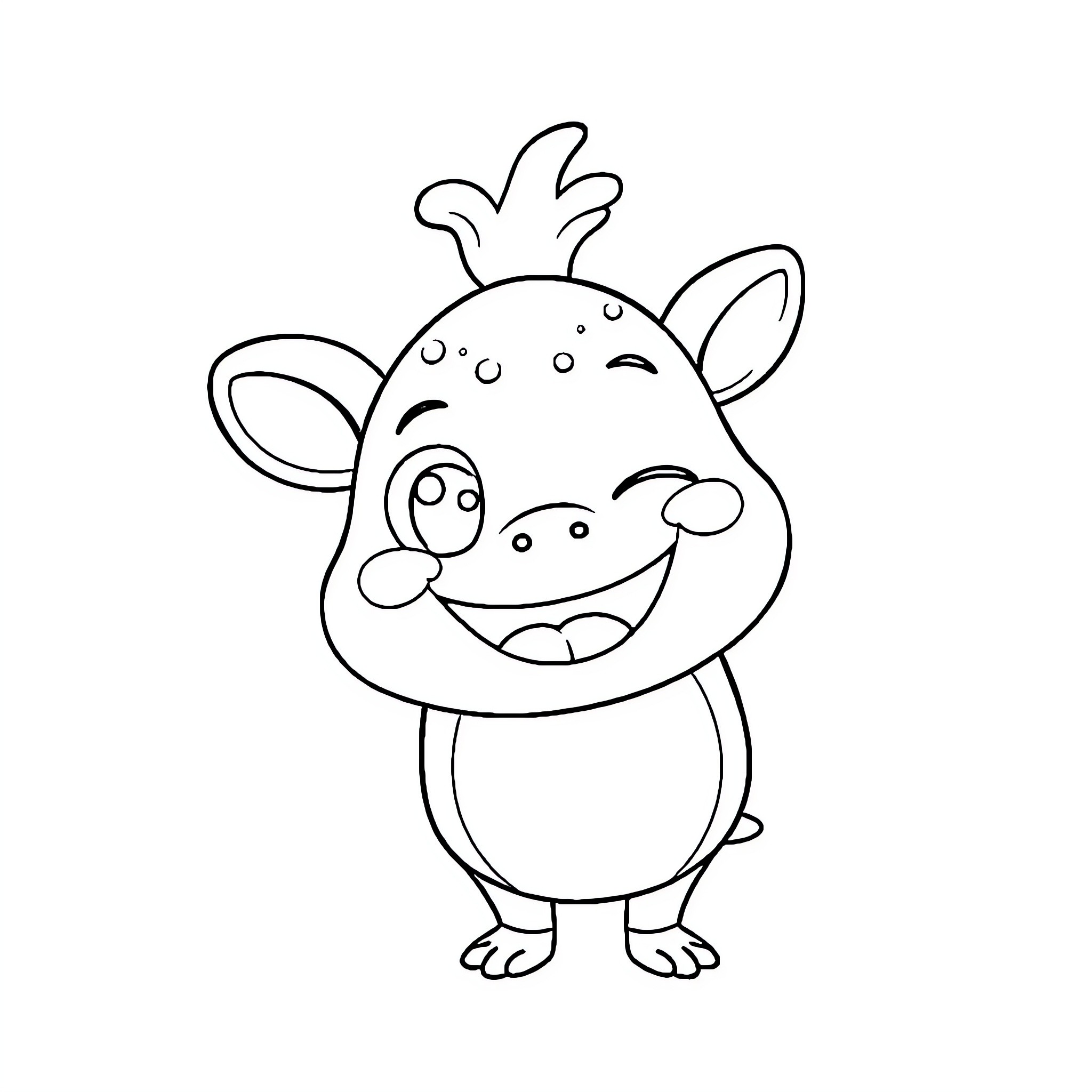 Labubu the Silly Animal Coloring Page (free black-and-white line drawing printable PDF for all, from beginners to advanced learners, including children, teens, adults, and seniors)