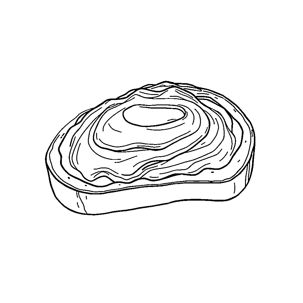 Avocado Toast with Artistic Flair Coloring Page (free black-and-white line drawing printable PDF for all, from beginners to advanced learners, including children, teens, adults, and seniors)
