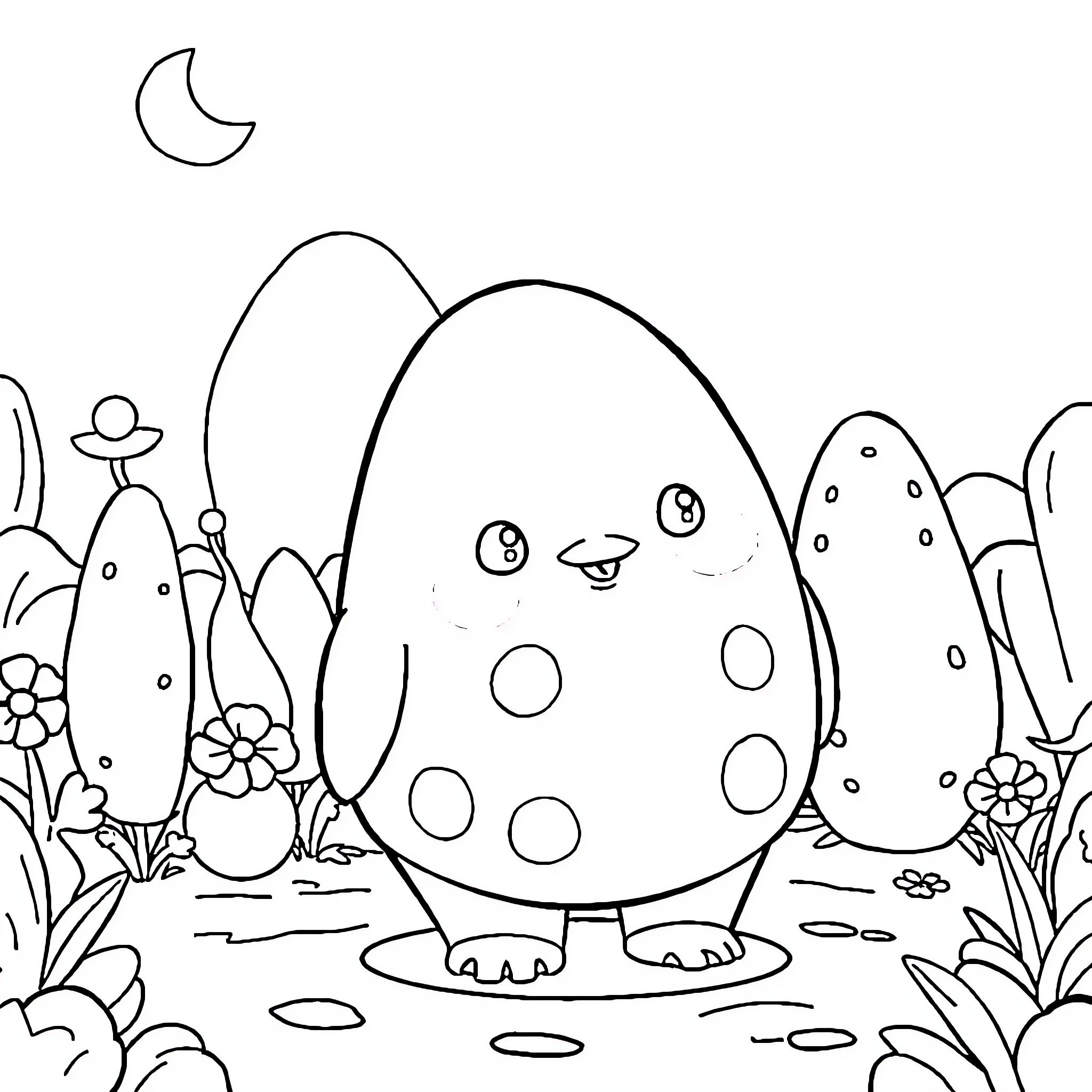 Makka Pakka's Egg-cellent Adventure Coloring Page (free black-and-white line drawing printable PDF for all, from beginners to advanced learners, including children, teens, adults, and seniors)