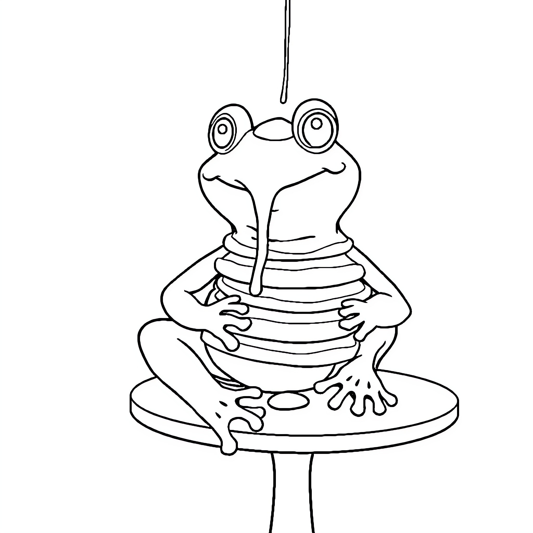 Toad sitting on a mushroom Coloring Page (free black-and-white line drawing printable PDF for all, from beginners to advanced learners, including children, teens, adults, and seniors)