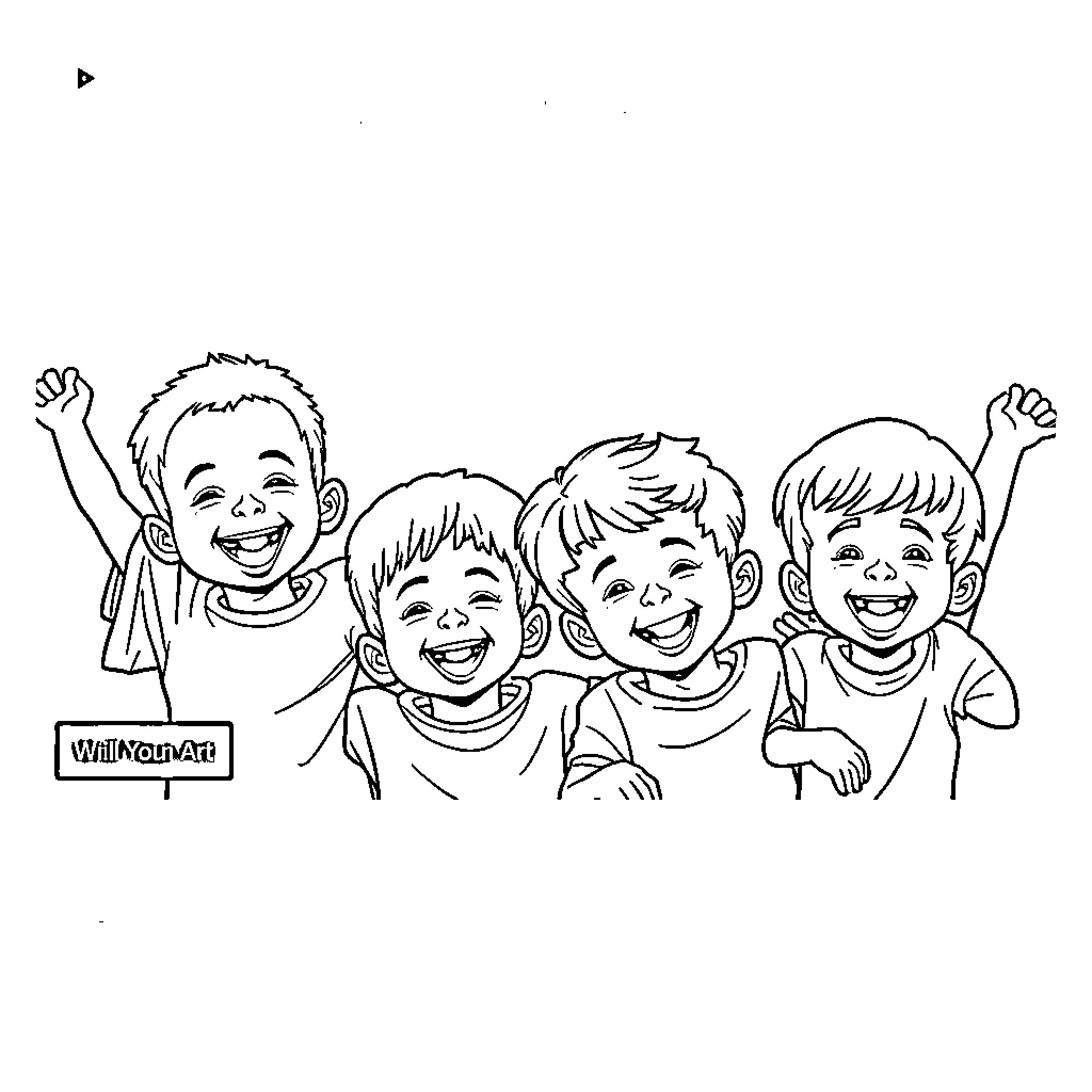 Family enjoying joyful moments together Coloring Page (free black-and-white line drawing printable PDF for all, from beginners to advanced learners, including children, teens, adults, and seniors)
