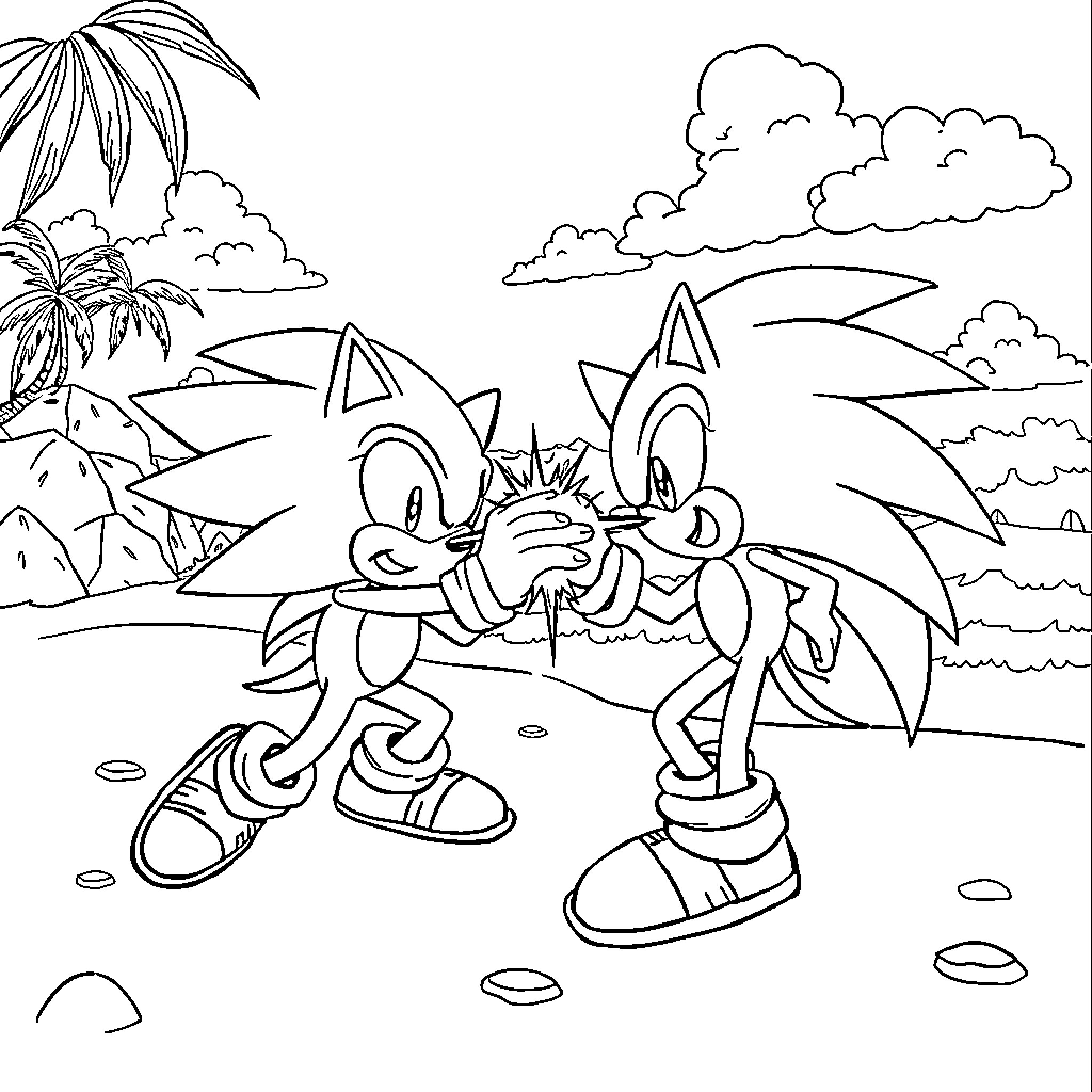 Switch to Adventure in Tropical Paradise Coloring Page (free black-and-white line drawing printable PDF for all, from beginners to advanced learners, including children, teens, adults, and seniors)