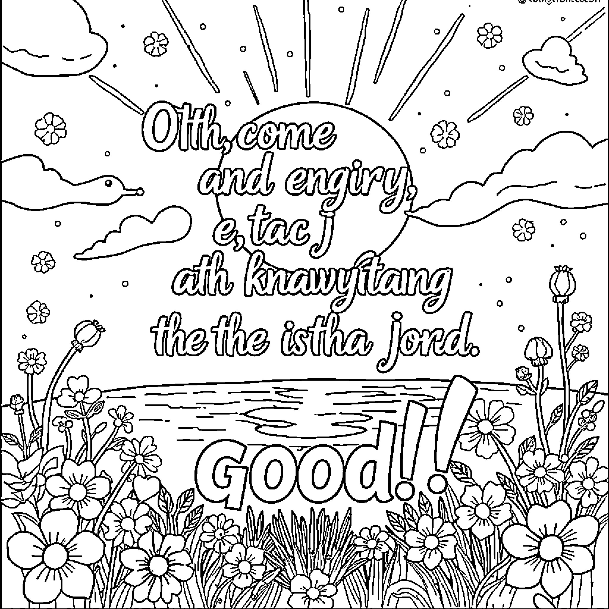 Lord, Come and Engiryr a Tacai Ah Knawyirang the the Isistha Jorda Coloring Page (free black-and-white line drawing printable PDF for all, from beginners to advanced learners, including children, teens, adults, and seniors)