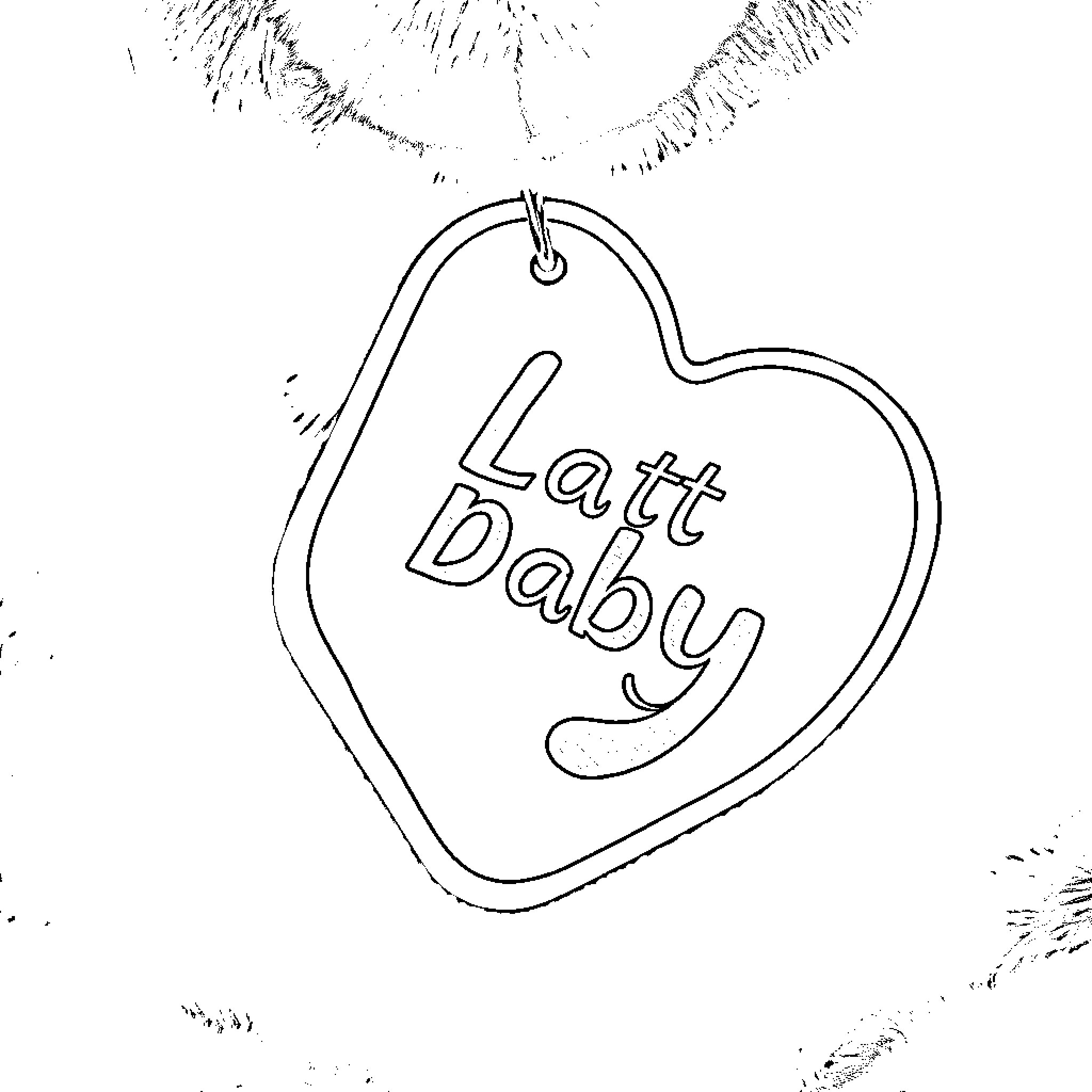 Beanie Baby Tag with Heart-Shaped Design Coloring Page (free black-and-white line drawing printable PDF for all, from beginners to advanced learners, including children, teens, adults, and seniors)